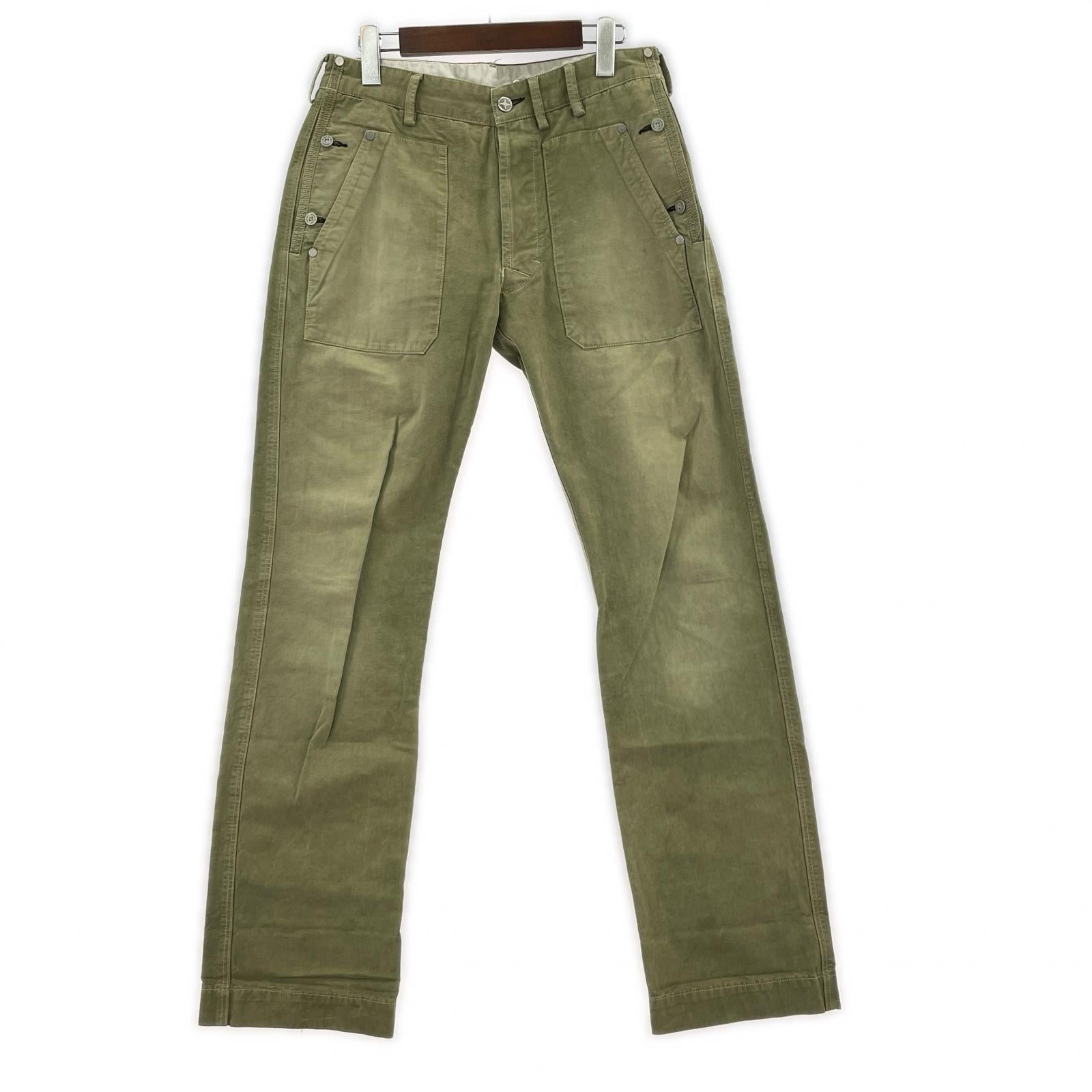 パンツ STONE ISLAND 06SS メタルボタンデザイントラウザー 30 オリーブ 30