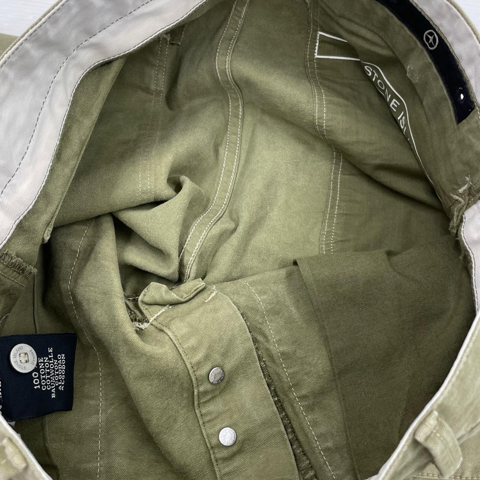 パンツ STONE ISLAND 06SS メタルボタンデザイントラウザー 30 オリーブ 30