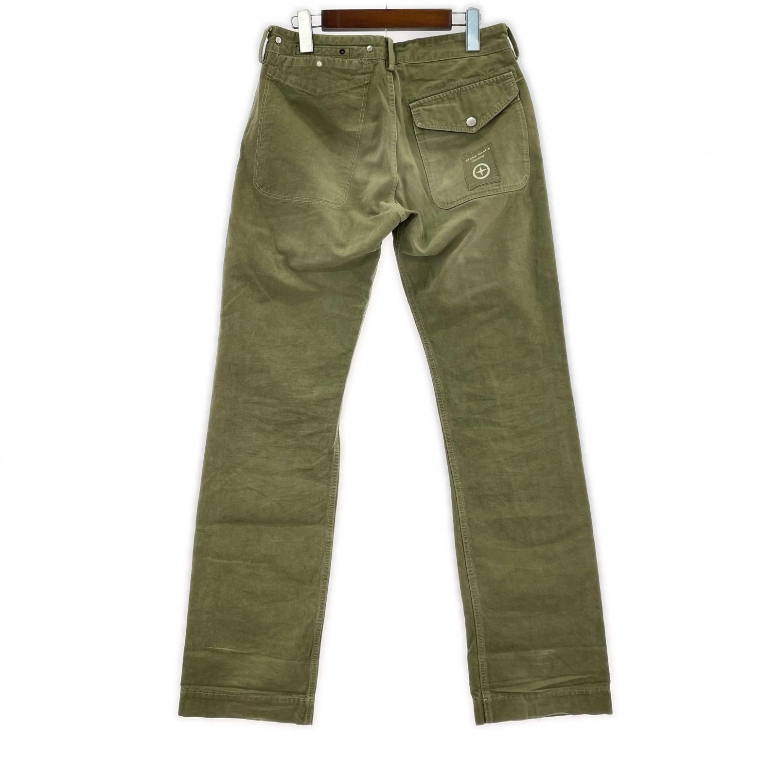 パンツ STONE ISLAND 06SS メタルボタンデザイントラウザー 30 オリーブ 30