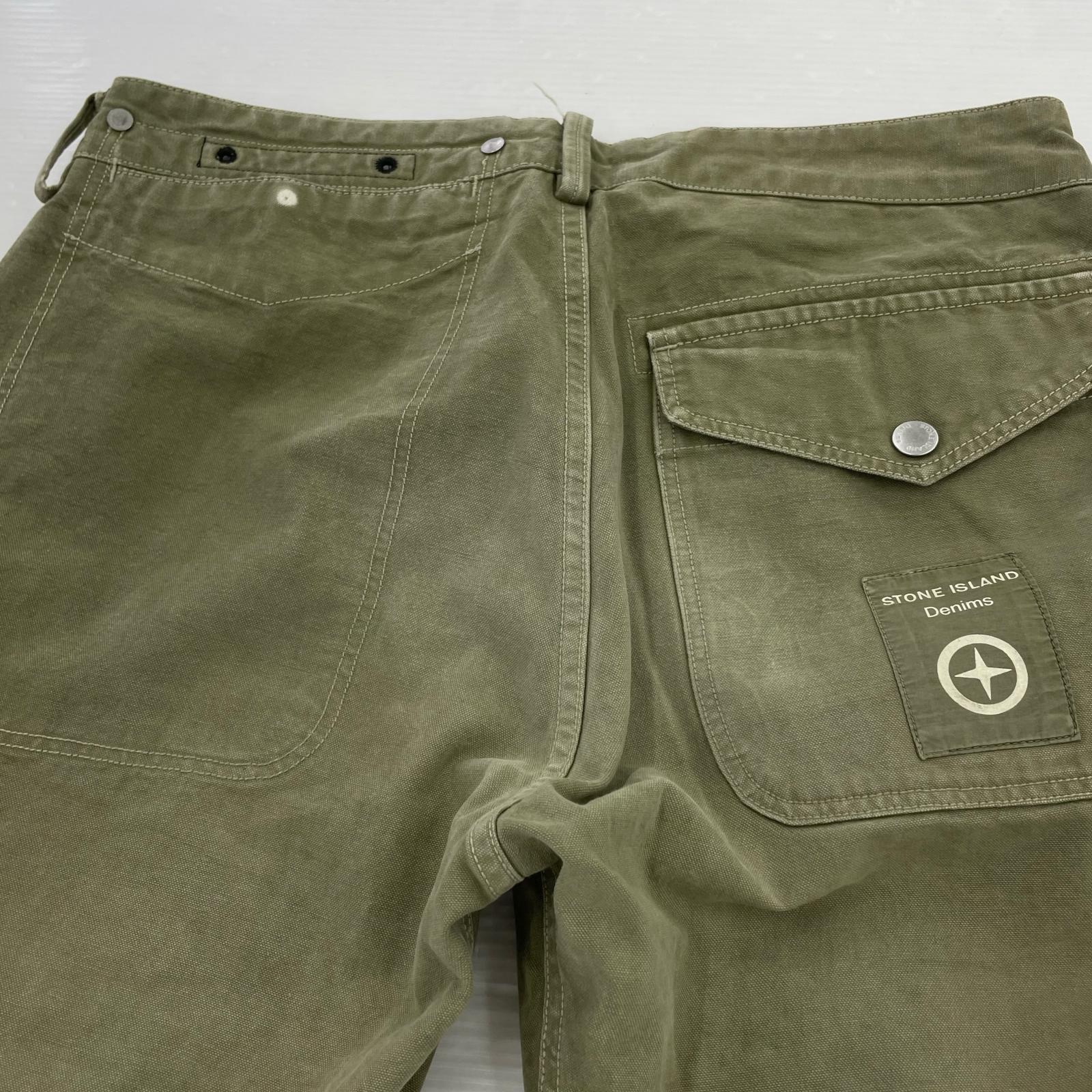 パンツ STONE ISLAND 06SS メタルボタンデザイントラウザー 30 オリーブ 30