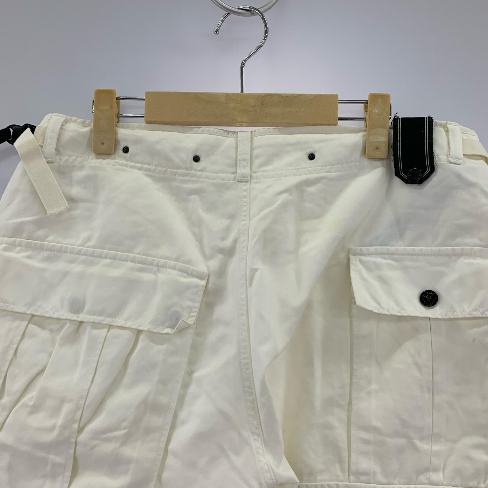 ショートパンツ STONE ISLAND 00s コットン×リネン カーゴショーツ 48 ホワイト 48 ホワイト