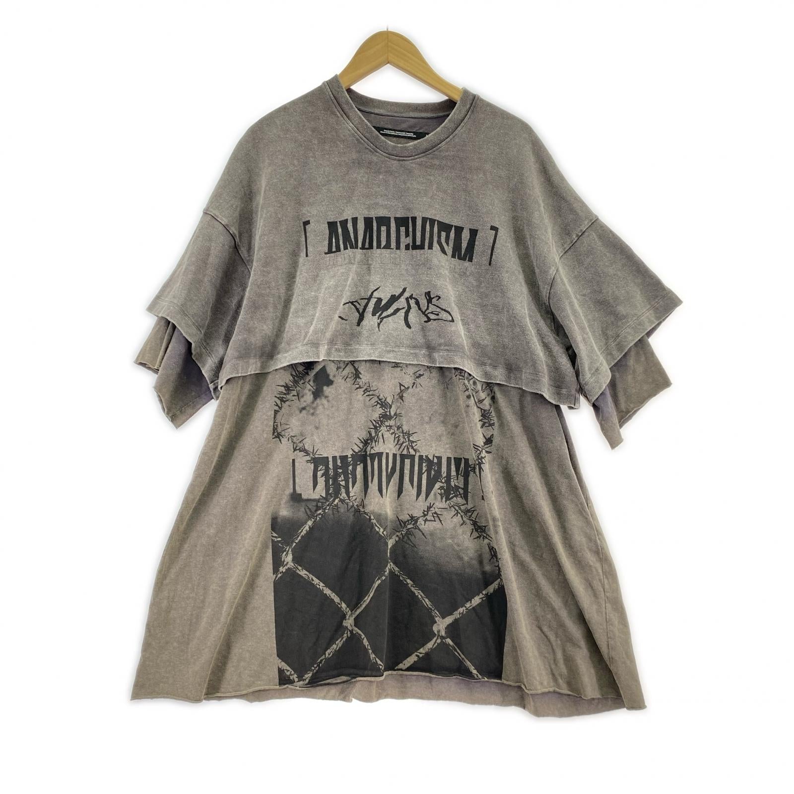 半袖Ｔシャツ ×Jesse Draxler ウォッシュ加工レイヤードカットソー BLK/3 3 グレー