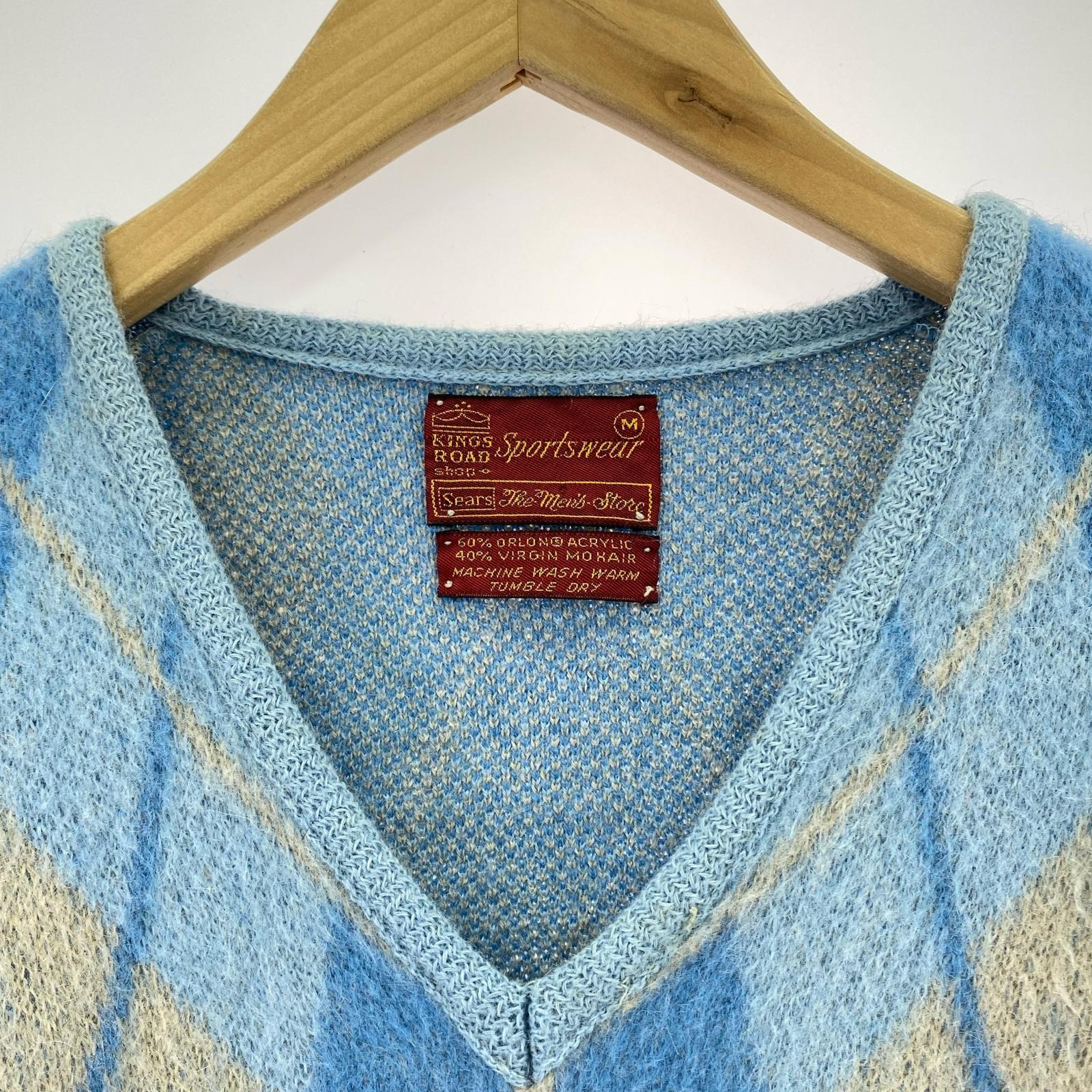 ニット 60s-70s SEARS モヘア Vネック アーガイル M