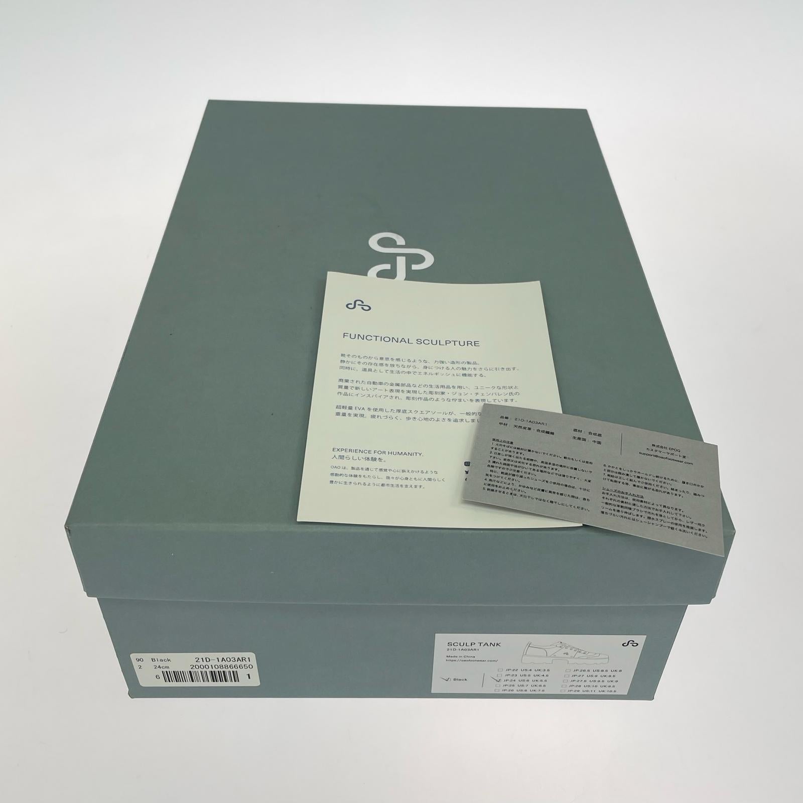 スニーカー OAO SCULP TANK 21D-1A03AR1　24cm 24cm (US6 UK5 1/2 EU38) ブラック