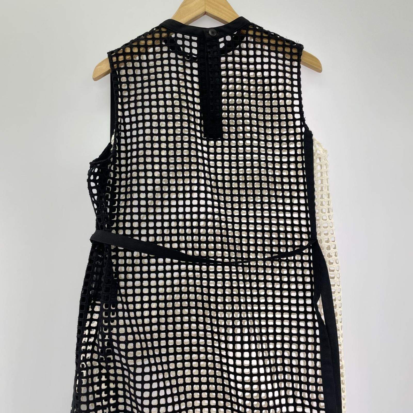 ワンピース シースルーノースリーブワンピース BLK WHT
