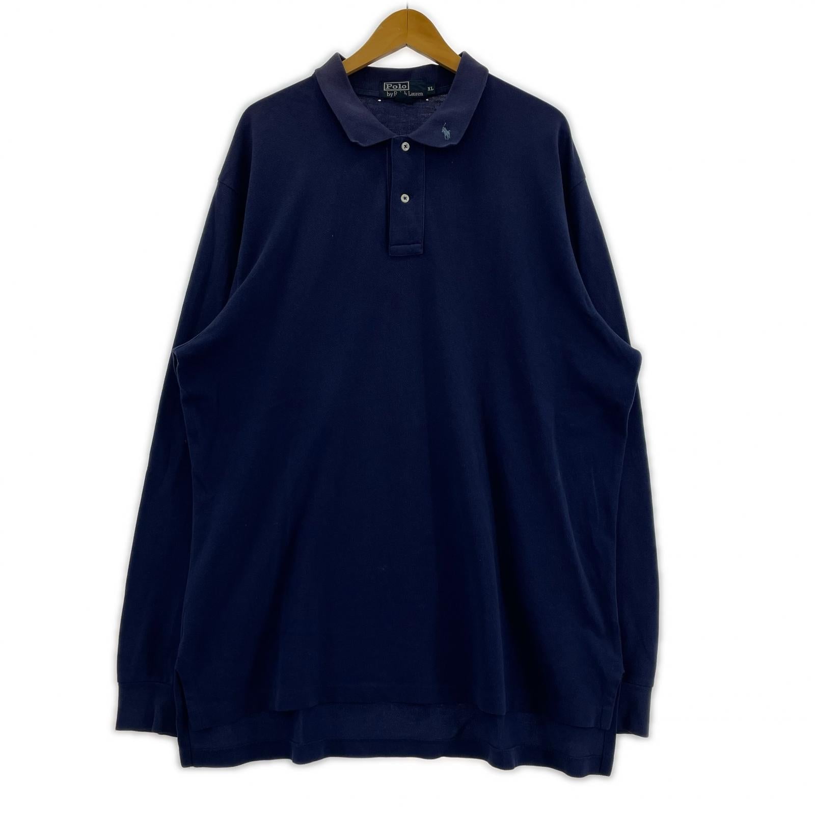 ポロシャツ POLO RALPH LAUREN 襟刺繍 長袖ポロシャツ XL ネイビー