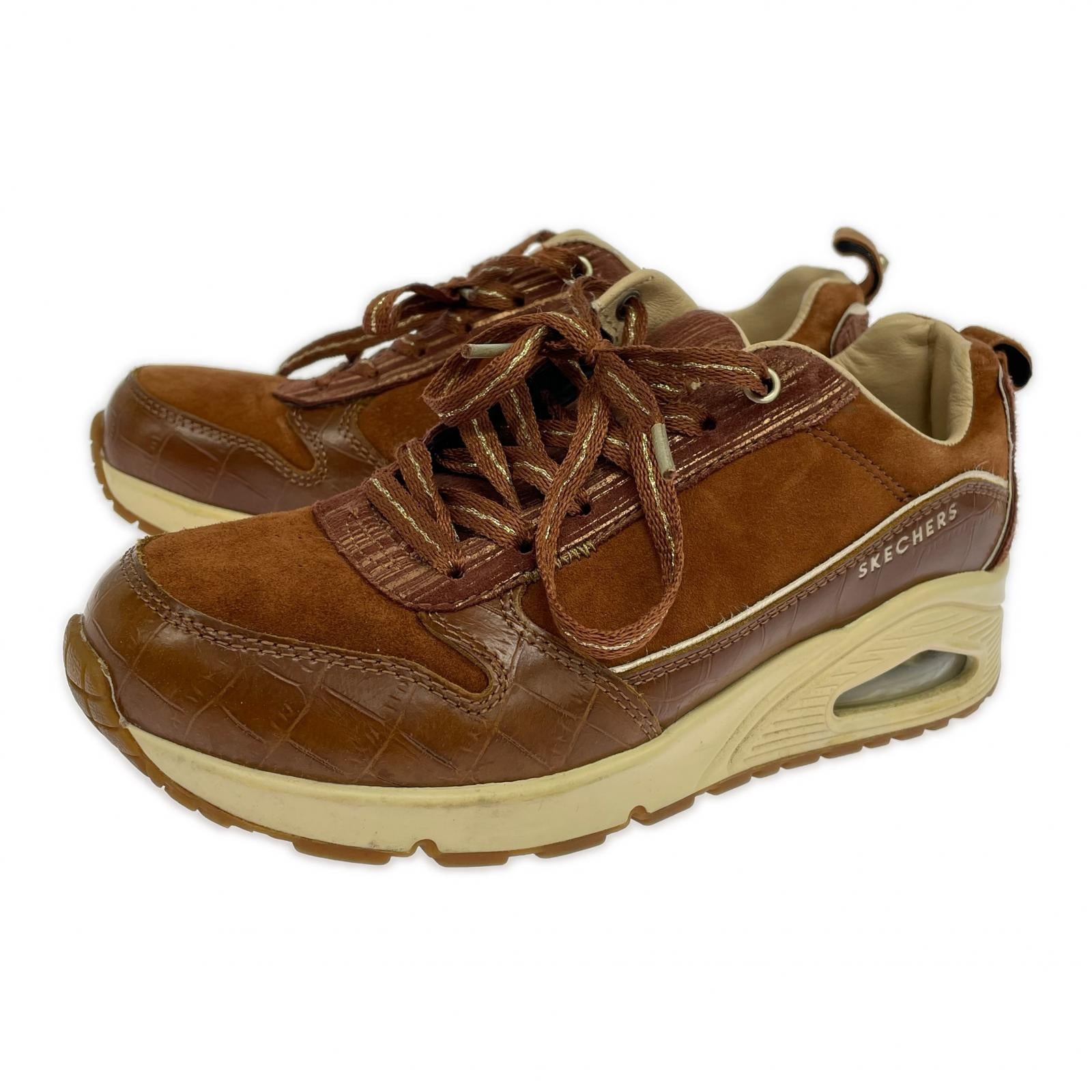 スニーカー SKECHERS スエード レザー ブラウン (23.5) ブラウン