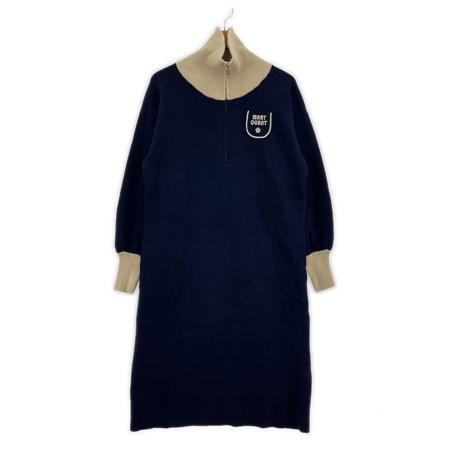 ワンピース MARY QUANT バイカラーハーフジップワンピース M