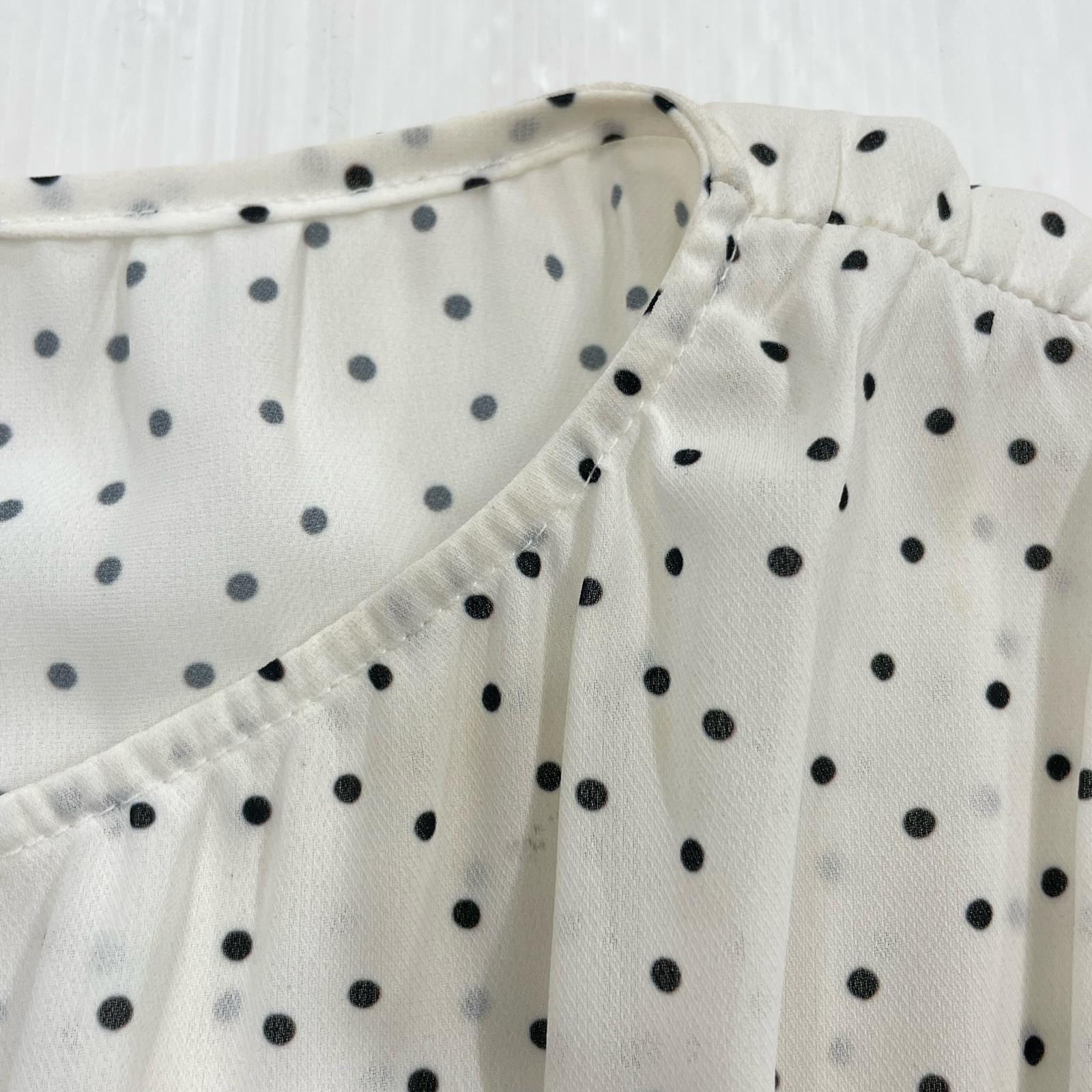 ワンピース PinDotPleatedLongDress M ホワイト