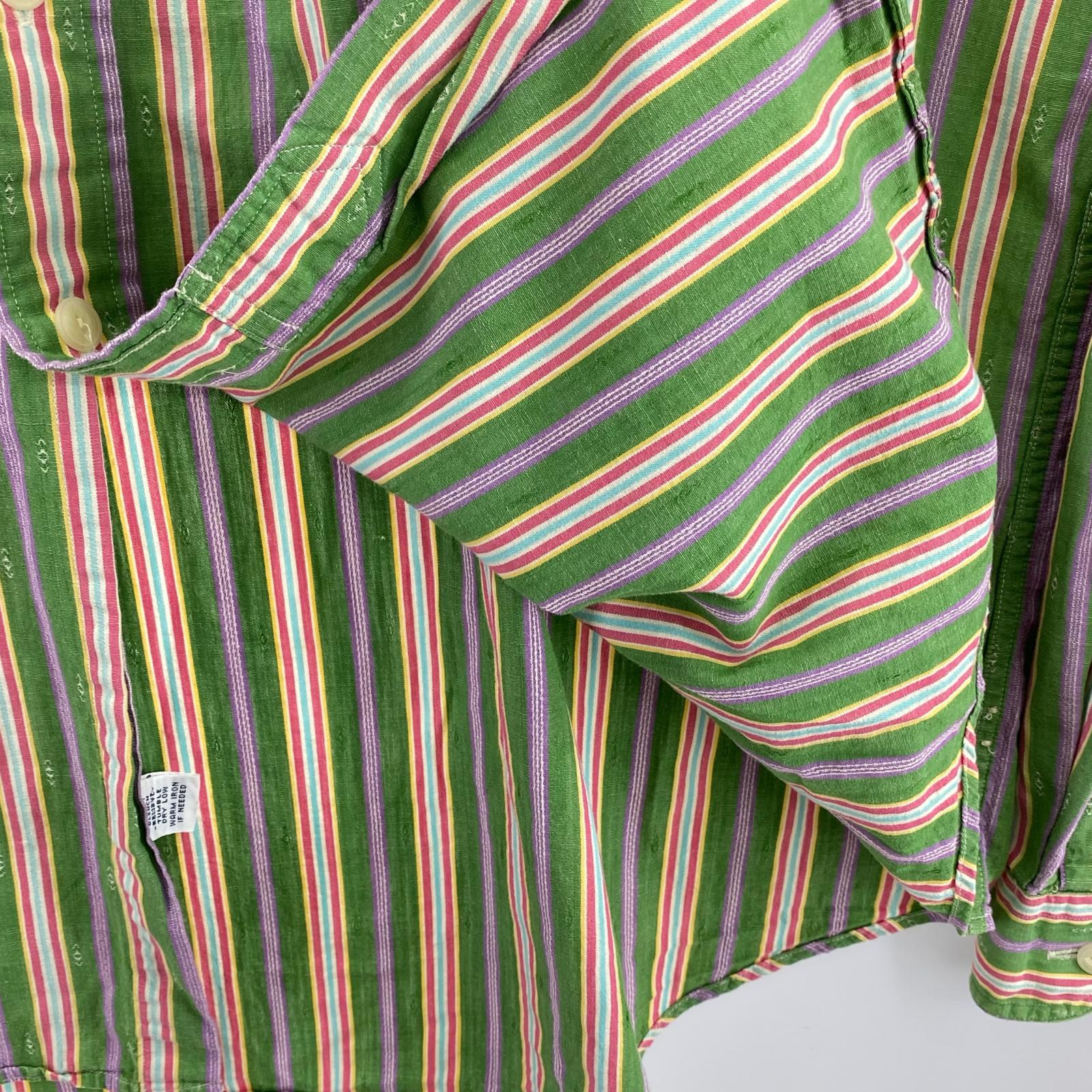 長袖シャツ ストライプ　90s XL グリーン