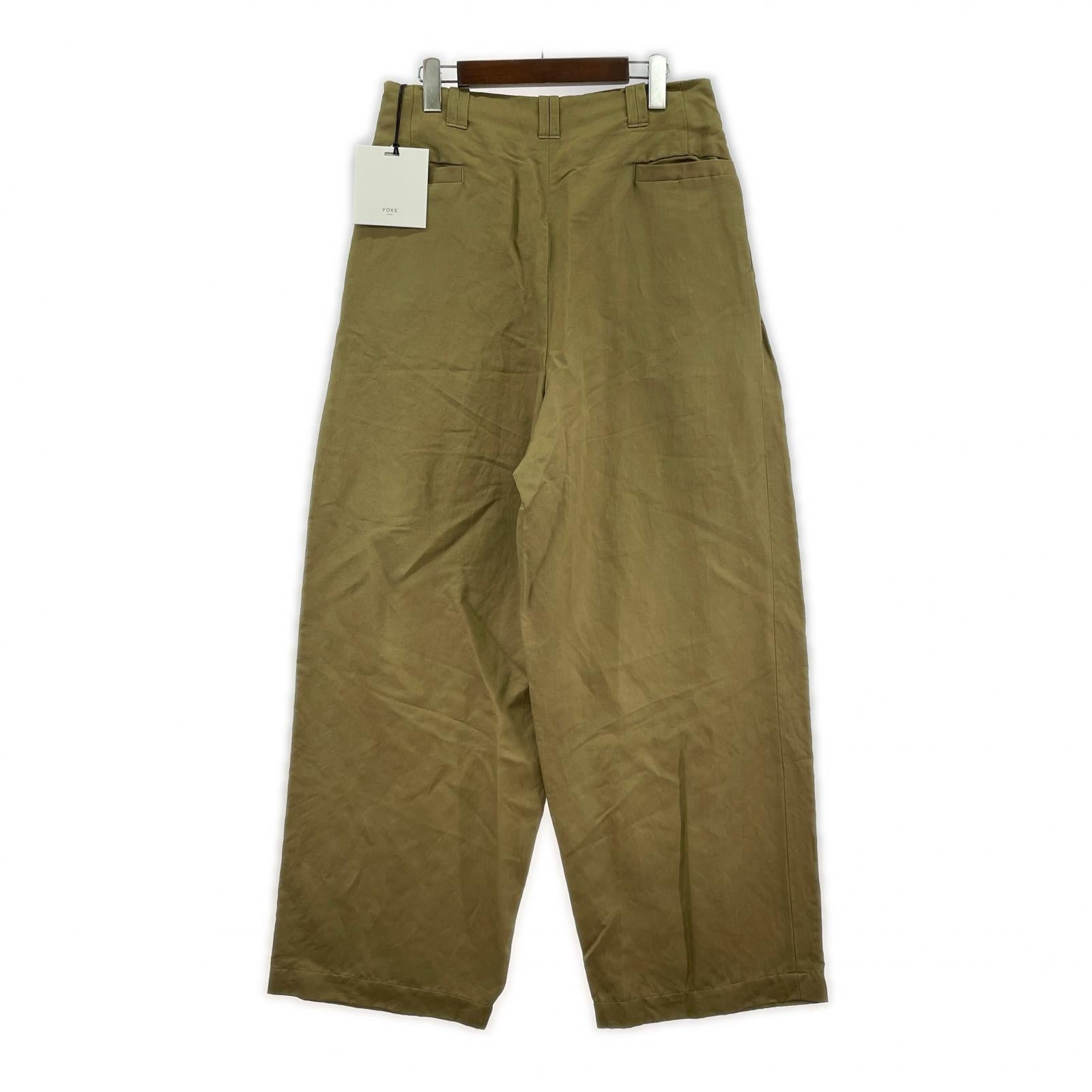 パンツ YOKE 26SS Linen Silk Kersey 3pleated Tapered Trousers スラックス 3 カーキ 3 カーキ