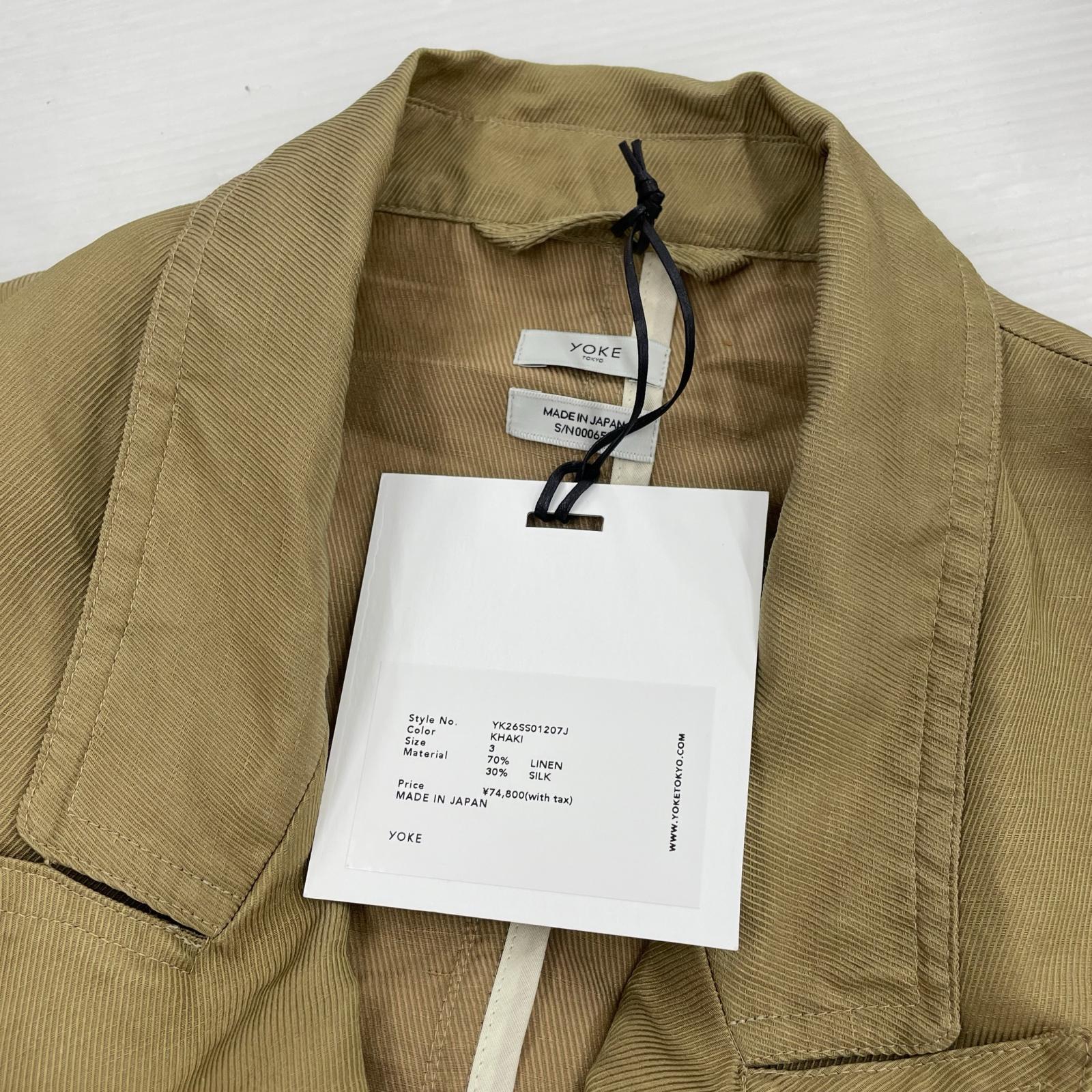 ジャケット YOKE 26SS Linen Silk Kersey Double Breasted Blezer ダブルジャケット 3 カーキ 3 カーキ