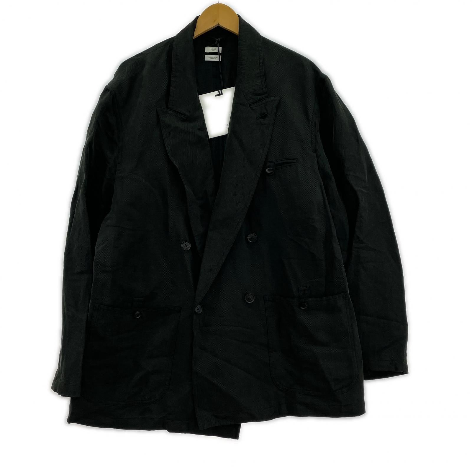 ジャケット YOKE 26SS Linen Silk Kersey Double Breasted Blezer ダブルジャケット 3 ブラック 3 ブラック