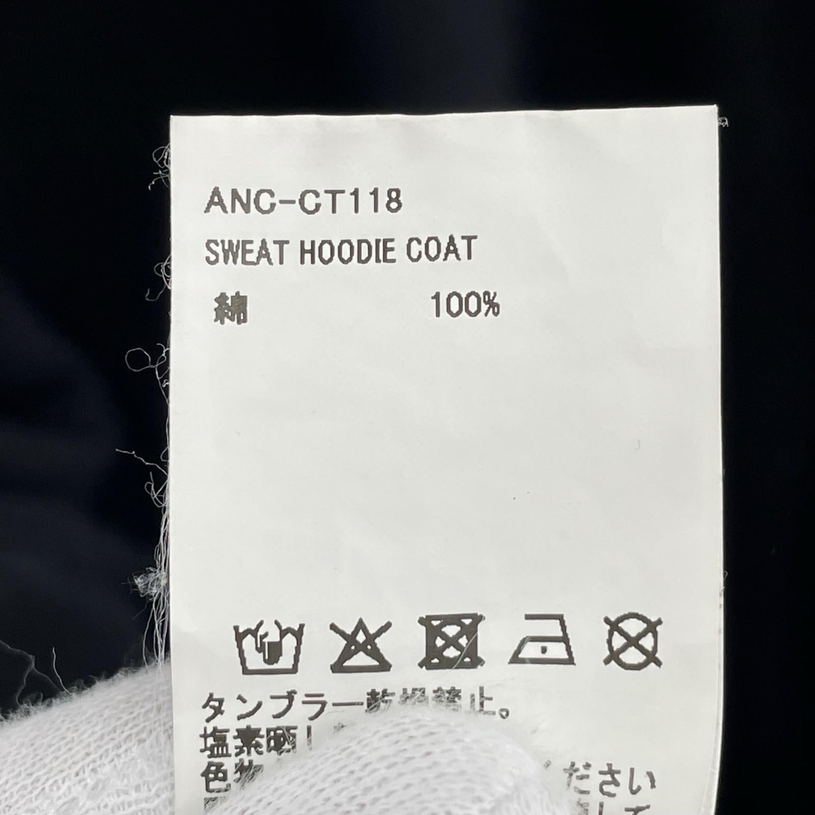 パーカー ANCELLM 25AW SWEAT HOODIE COAT ジップパーカー 1 ブラック ブラック