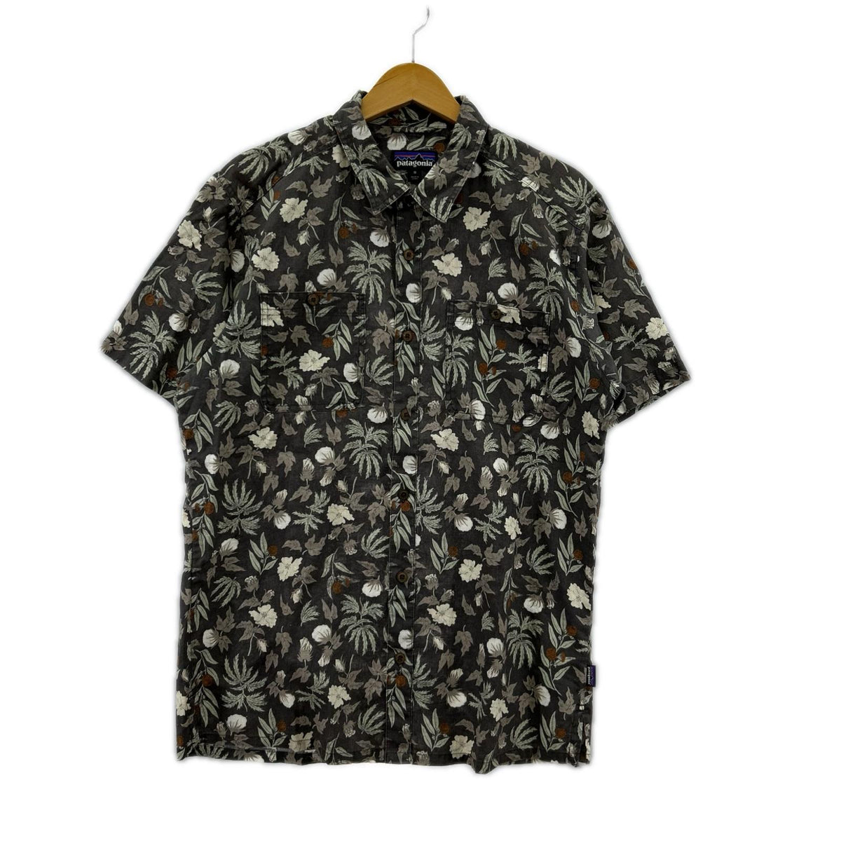 半袖シャツ ﾊﾞｯｸｽﾃｯﾌﾟｼｬﾂ 花柄 ｸﾞﾚｰ (M) M グレー