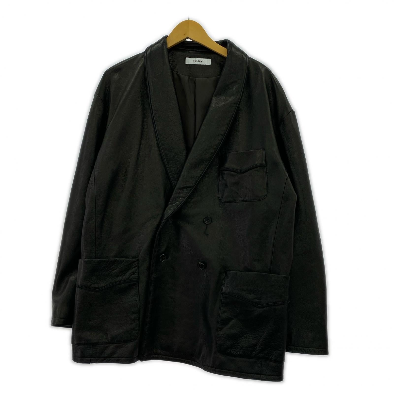 ジャケット exodus 25ss smoking jacket cow hide L ブラック