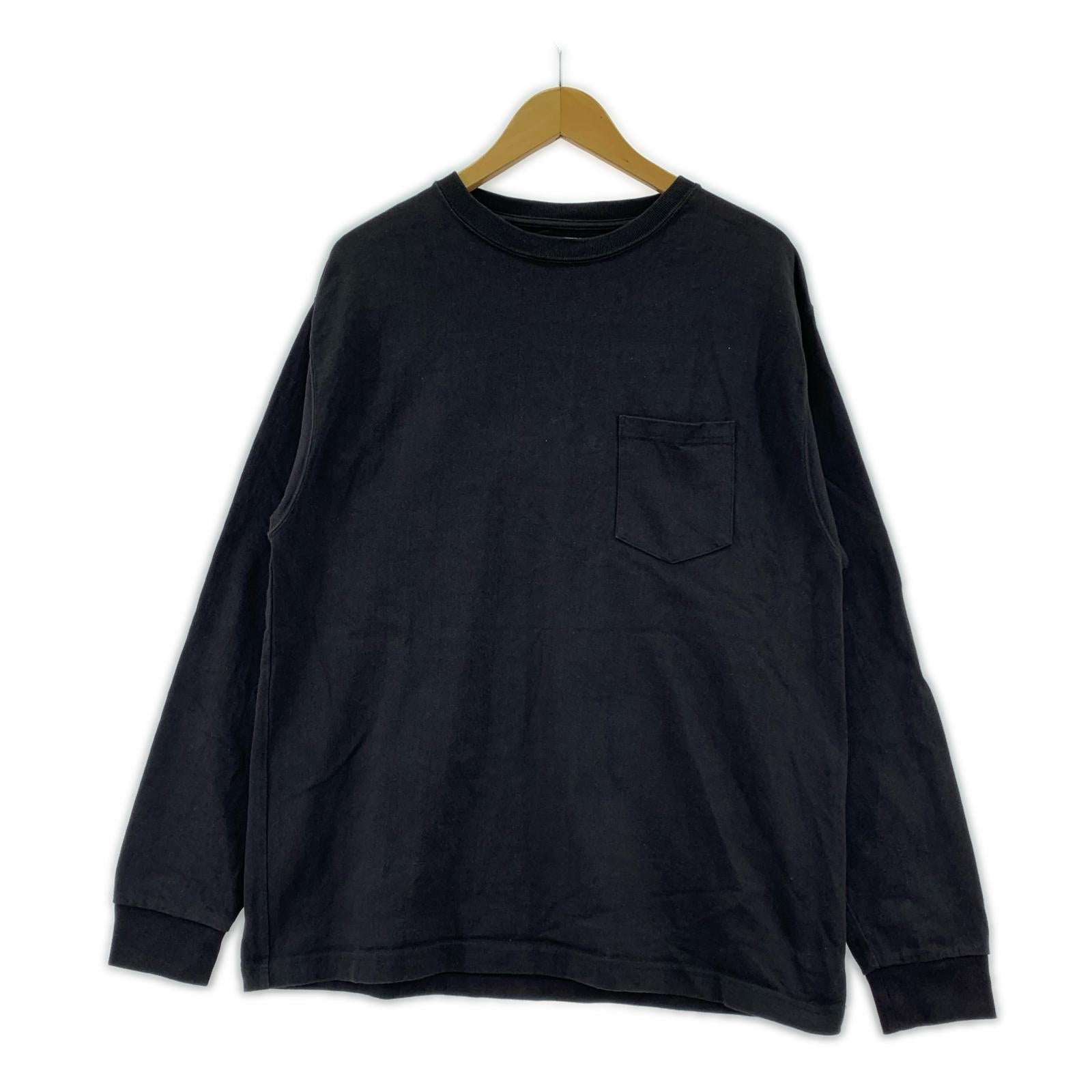 長袖Ｔシャツ CIOTA スビンコットン 10/- 度詰め 釣り天竺 ポケット付き ロンT 黒 (6) ブラック