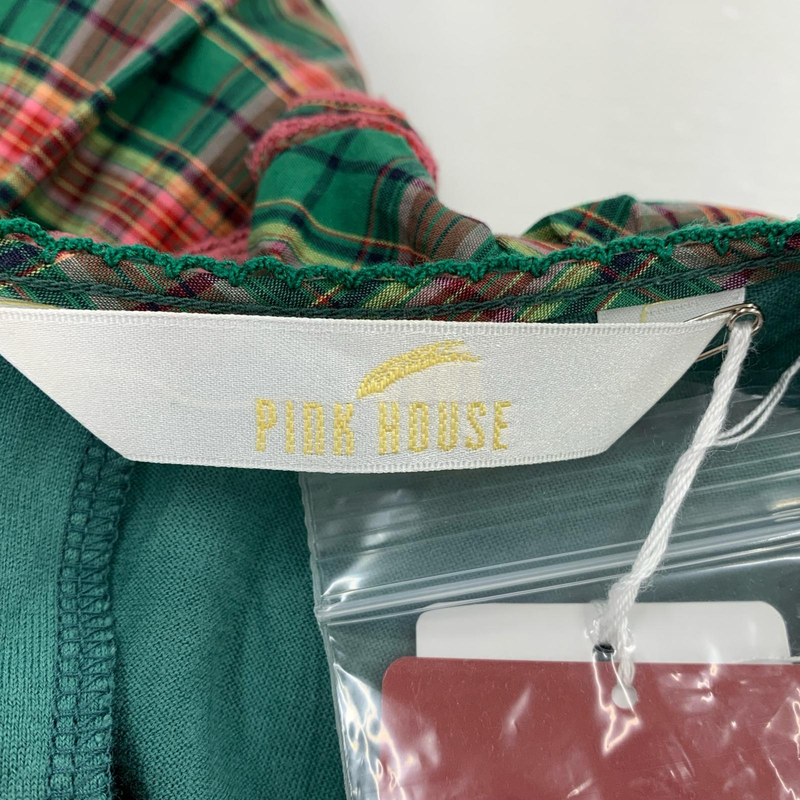 ワンピース PINK HOUSE ノースリーブワンピース A2103UA 223 チェック 緑 グリーン