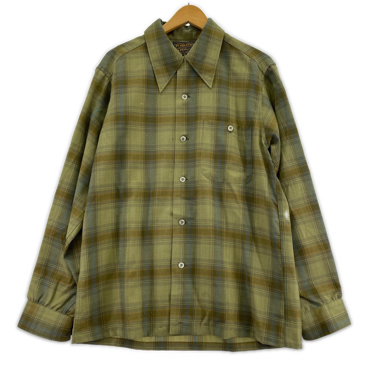長袖シャツ 青タグ チェック オンブレ M M