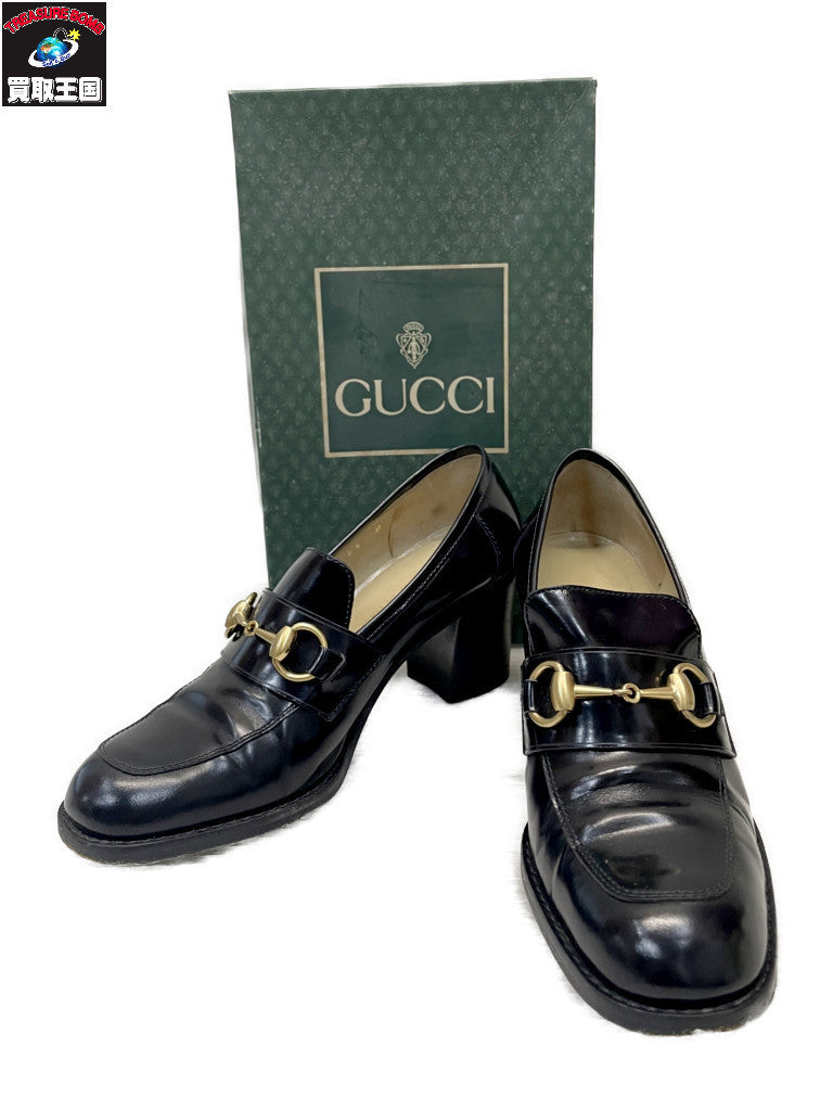 GUCCI ホースビット ヒールローファー 6 1/2 黒