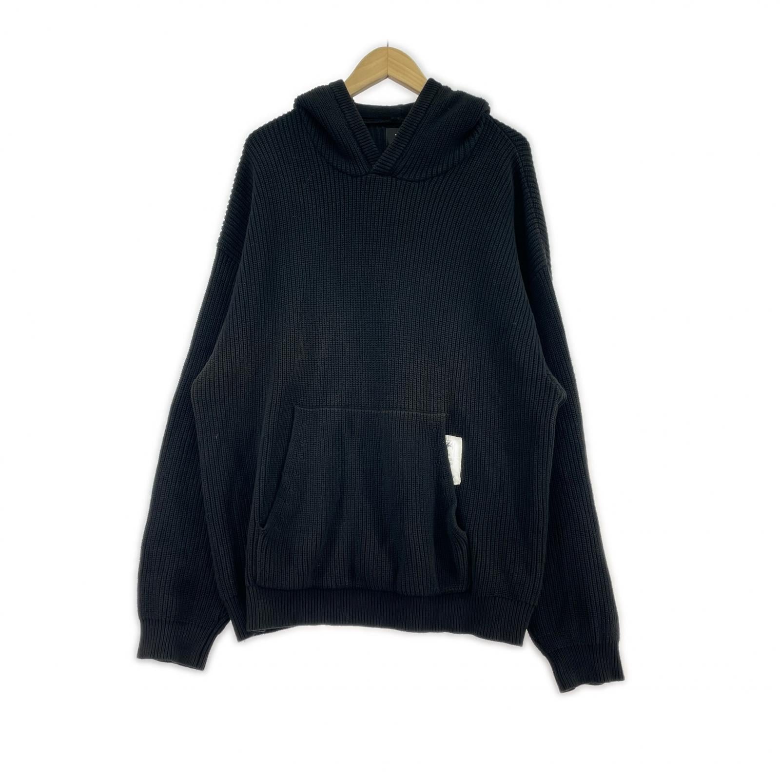 ニット コットンニットフーディ 黒 XL LL ブラック