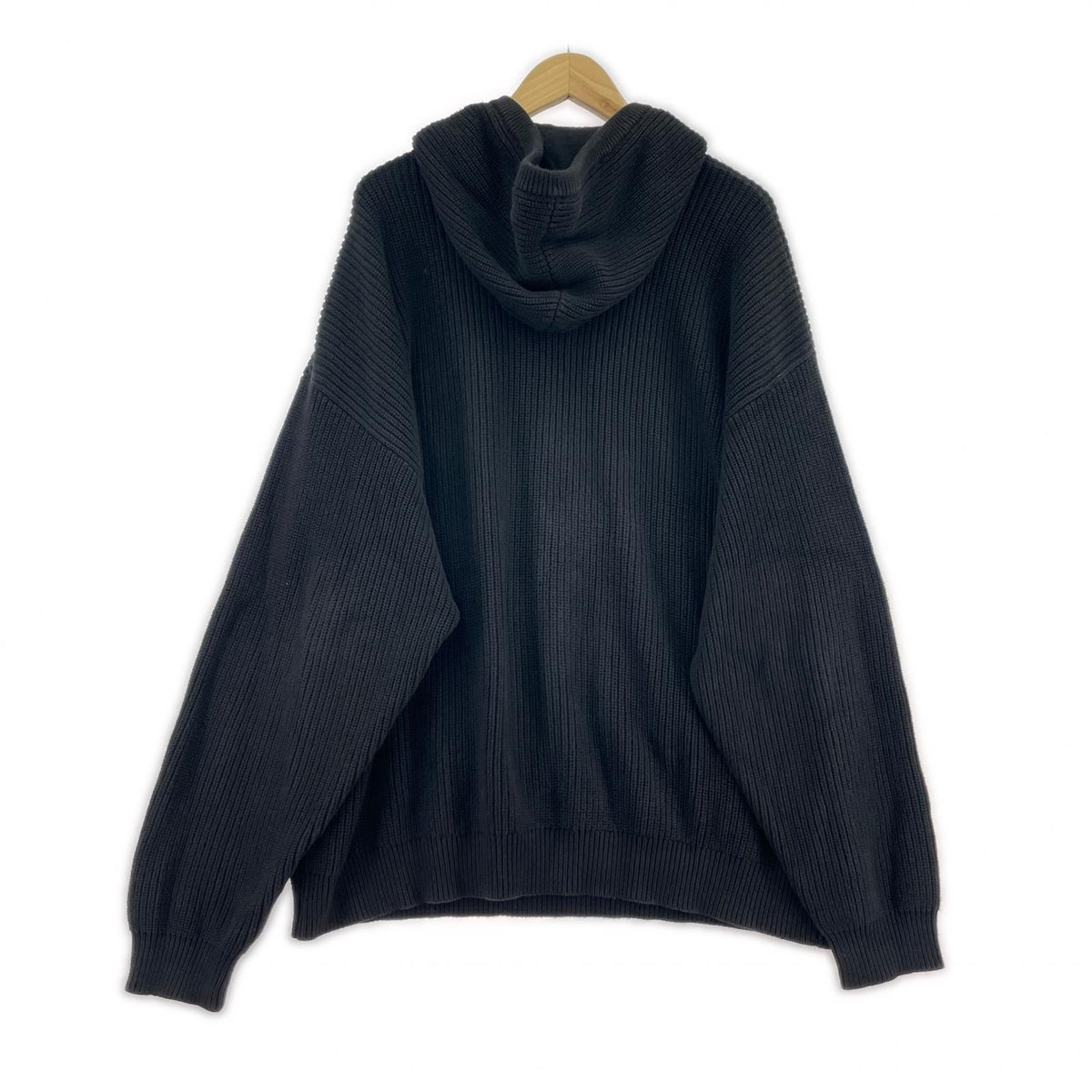 ニット ｺｯﾄﾝﾆｯﾄﾌｰﾃﾞｨ 黒 XL LL ブラック