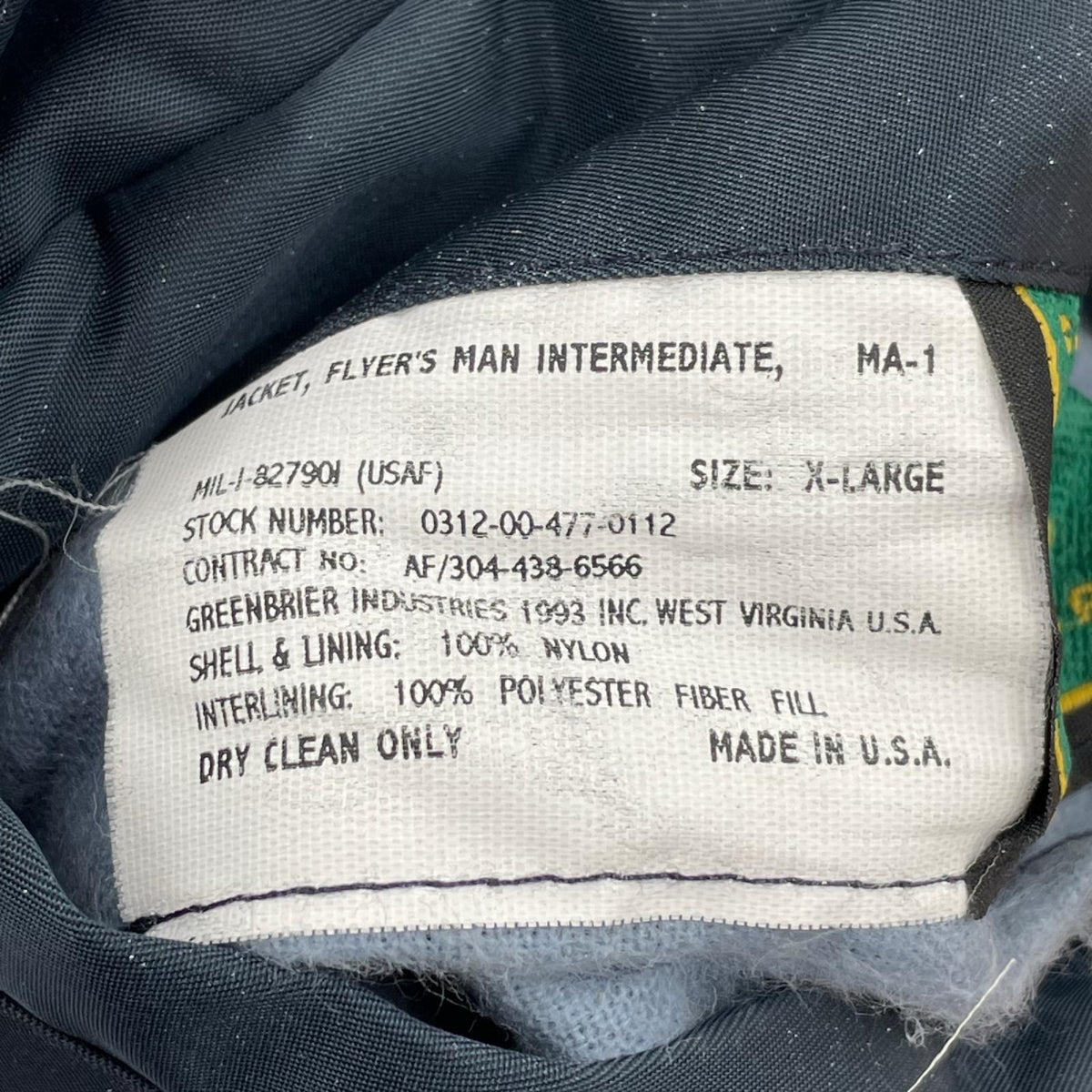 ジャケット 90s greenbrier ma-1 民間品 XL NVY LL ネイビー