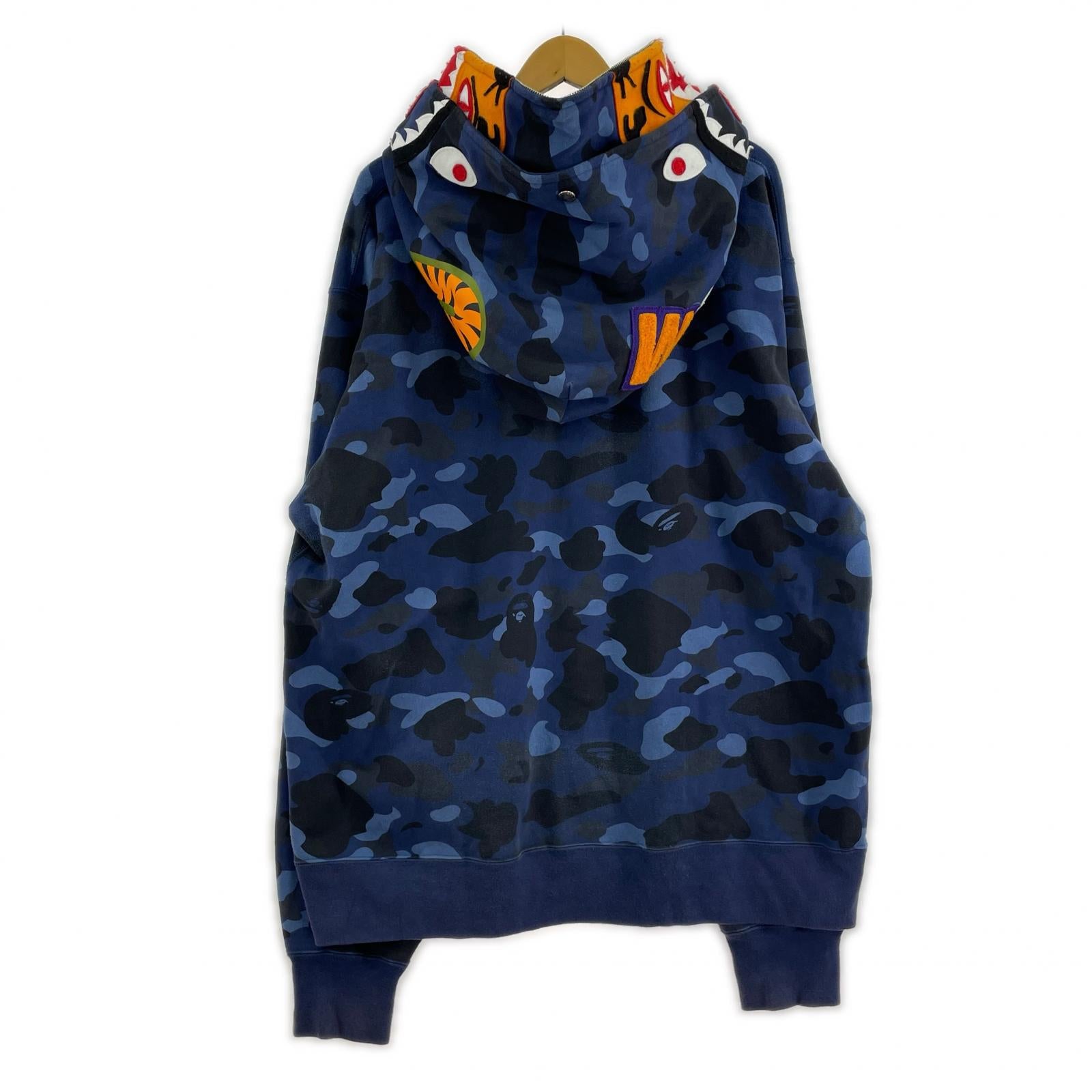 パーカー COLOR CAMO SHARK FULL ZIP HOODIE ダブルフード ブルー