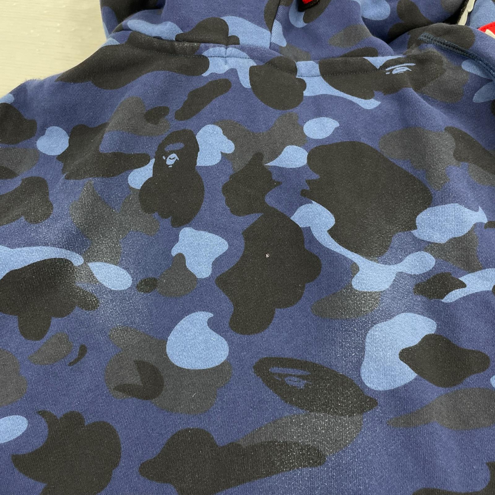 パーカー COLOR CAMO SHARK FULL ZIP HOODIE ダブルフード ブルー