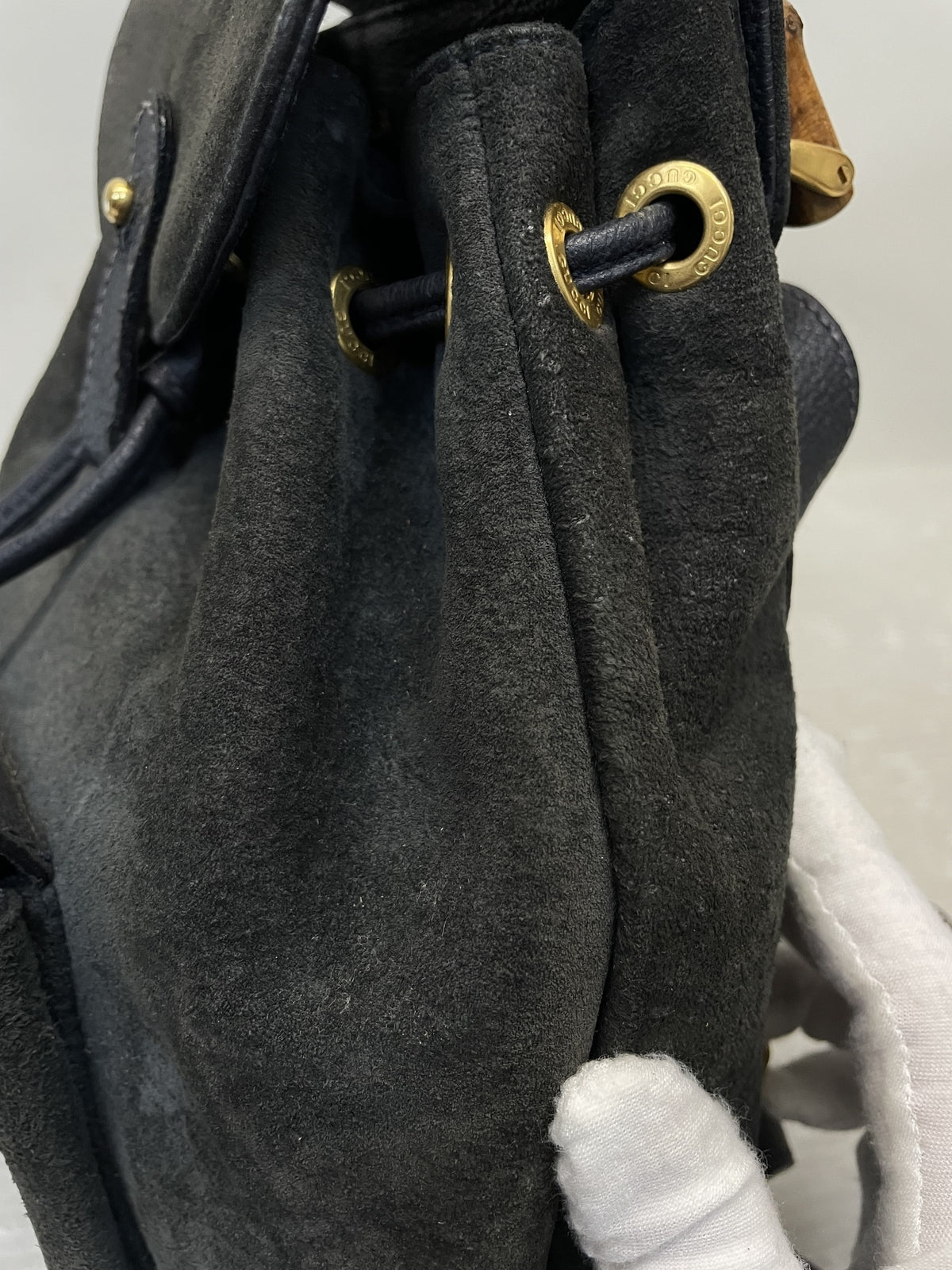 OLD GUCCI バンブー スウェードミニリュック 黒