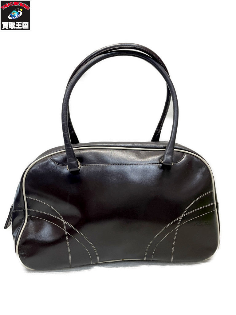 PRADA レザーボーリングバッグ 茶