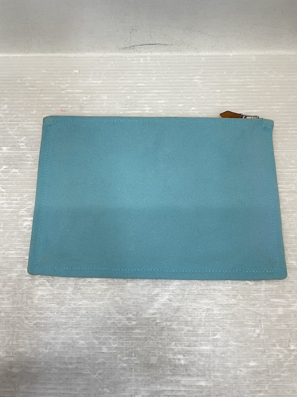 HERMES フラット ヨッティングGM キャンバスポーチ 水色
