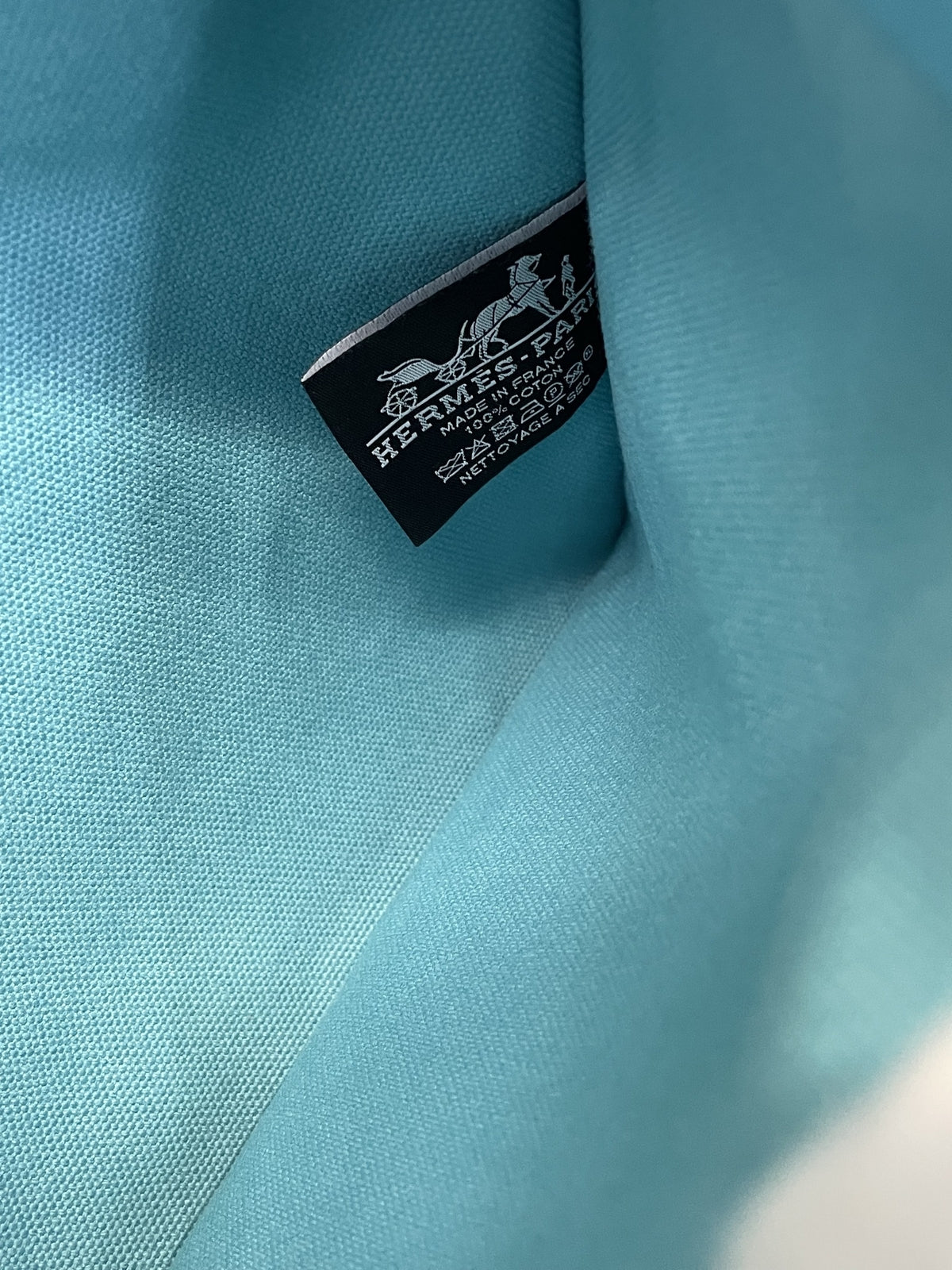 HERMES フラット ヨッティングGM キャンバスポーチ 水色