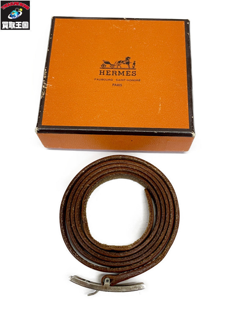 HERMES アピ3 レザーブレスレット □G刻印 茶