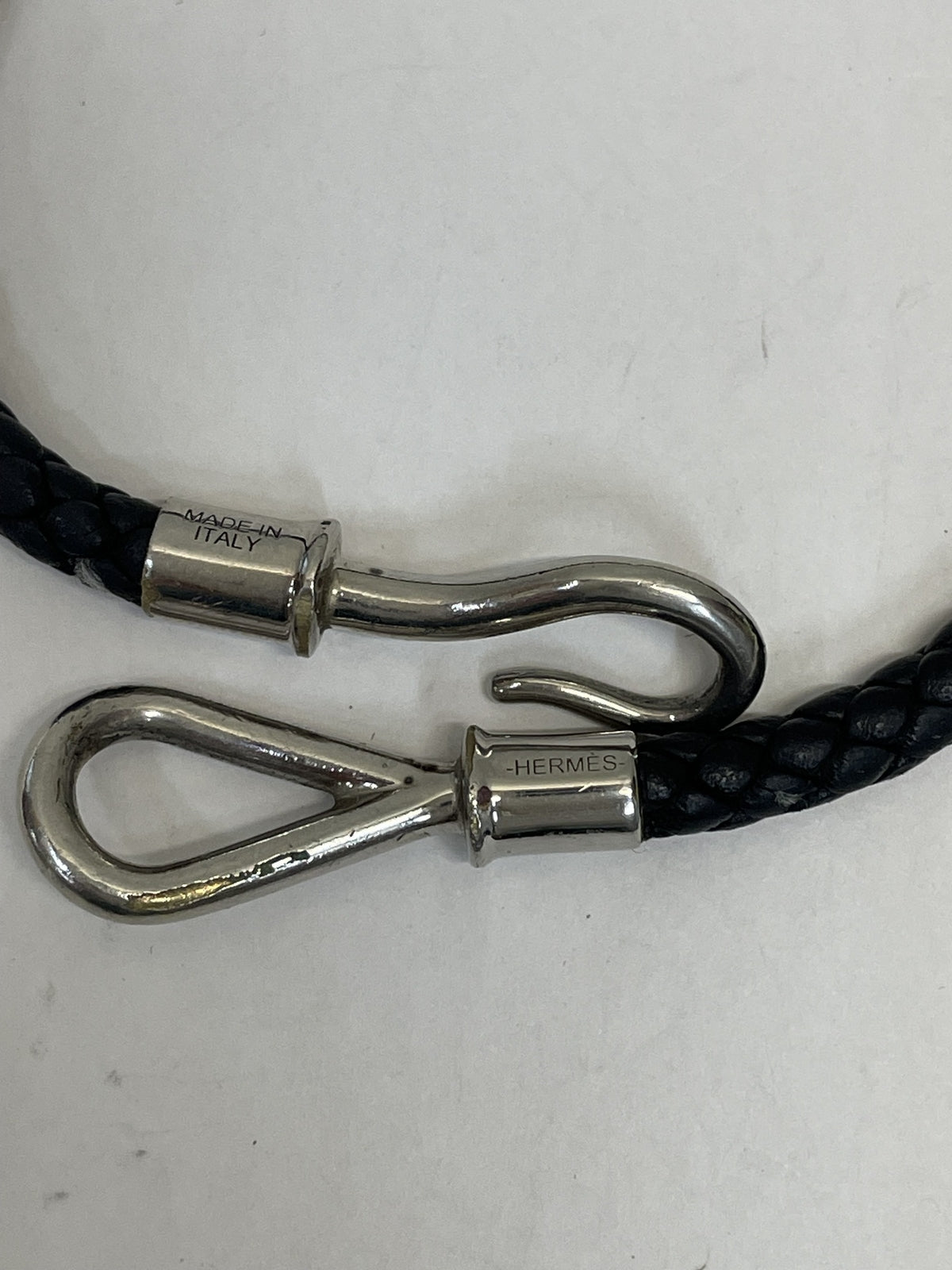 HERMES ジャンボH ノワール レザーブレスレット トレッセ 黒