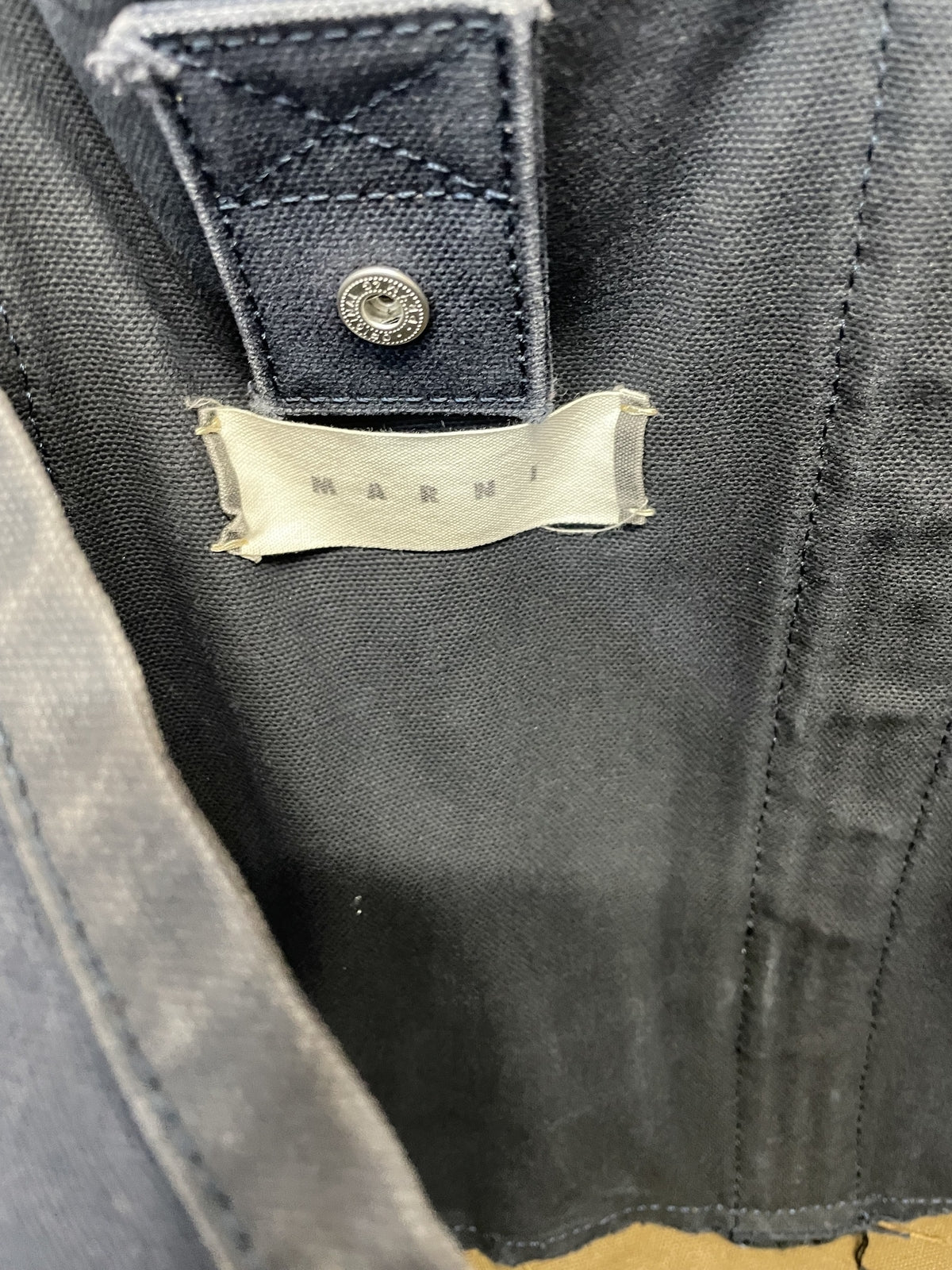 その他バッグ MARNI デザインキャンバストートバッグ ネイビー×ベージュ