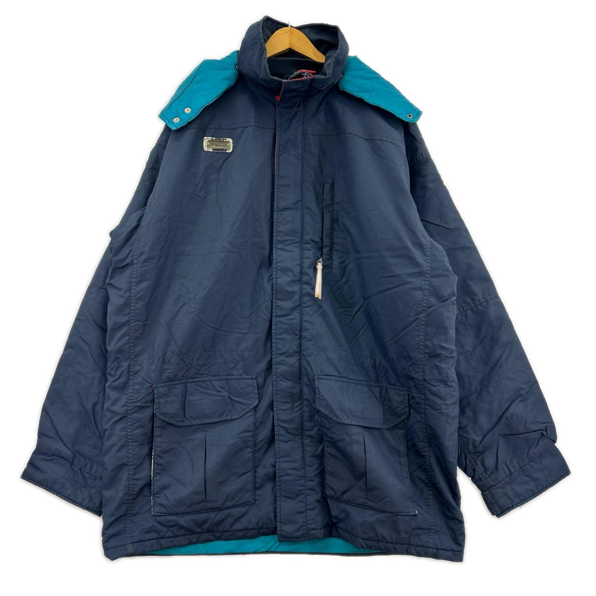 ジャケット 90s ﾒﾀﾙﾌﾟﾚｰﾄﾛｺﾞ ﾏｳﾝﾃﾝﾊﾟｰｶｰ ﾈｲﾋﾞｰ（L） L