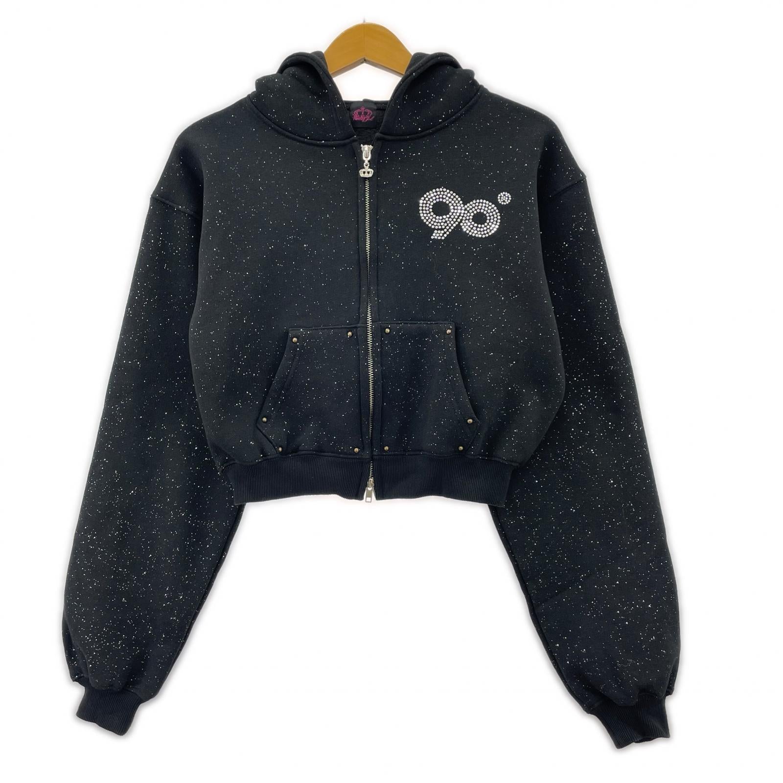 パーカー Logo Glitter Zip Hoodie M ブラック
