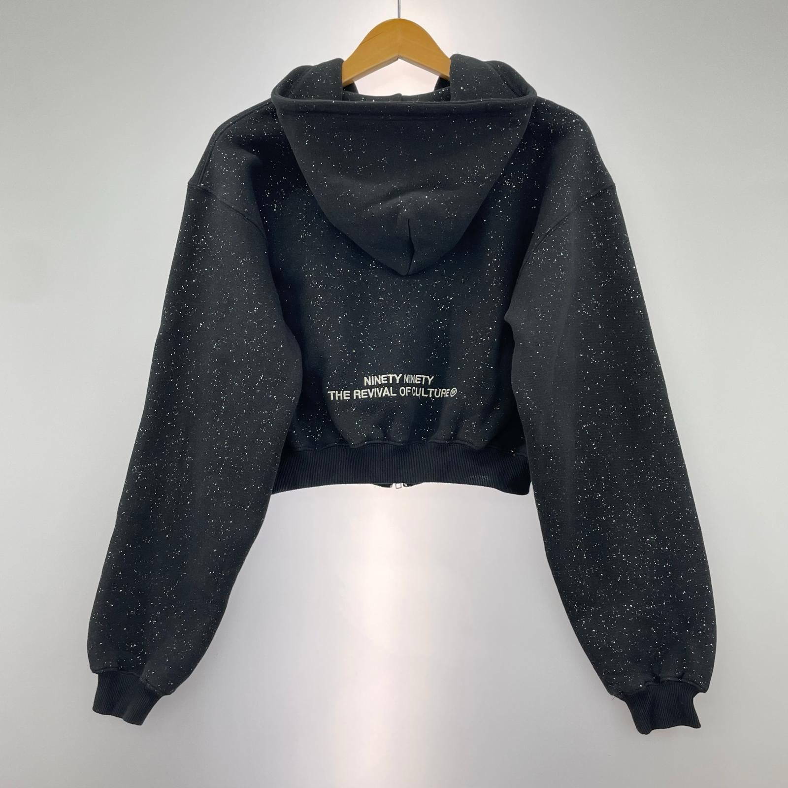 パーカー Logo Glitter Zip Hoodie M ブラック