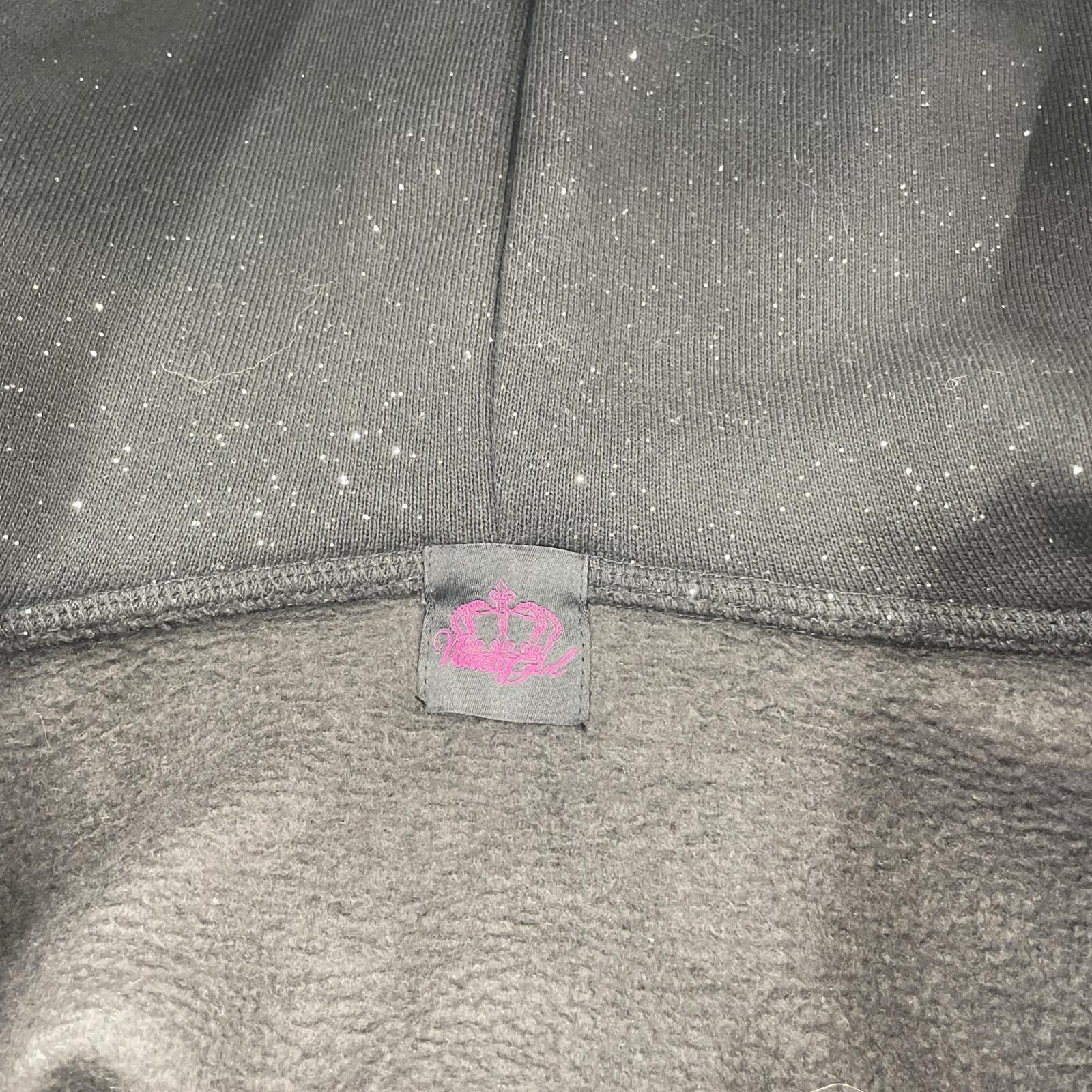 パーカー Logo Glitter Zip Hoodie M ブラック