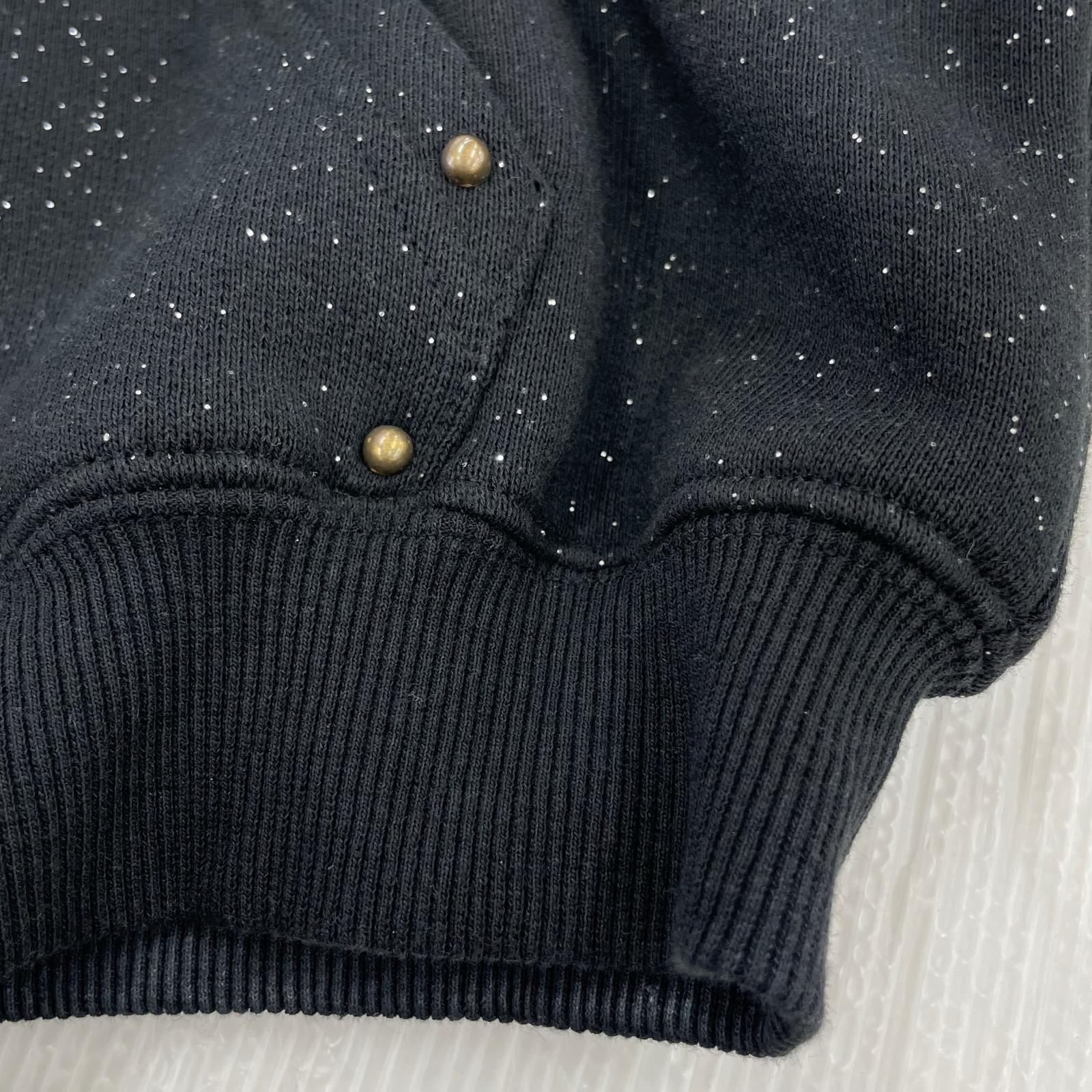 パーカー Logo Glitter Zip Hoodie M ブラック