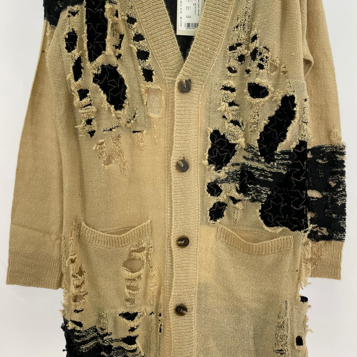 カーディガン blank REMNANT WINGS CARDIGAN 0 ﾍﾞｰｼﾞｭ×ﾌﾞﾗｯｸ