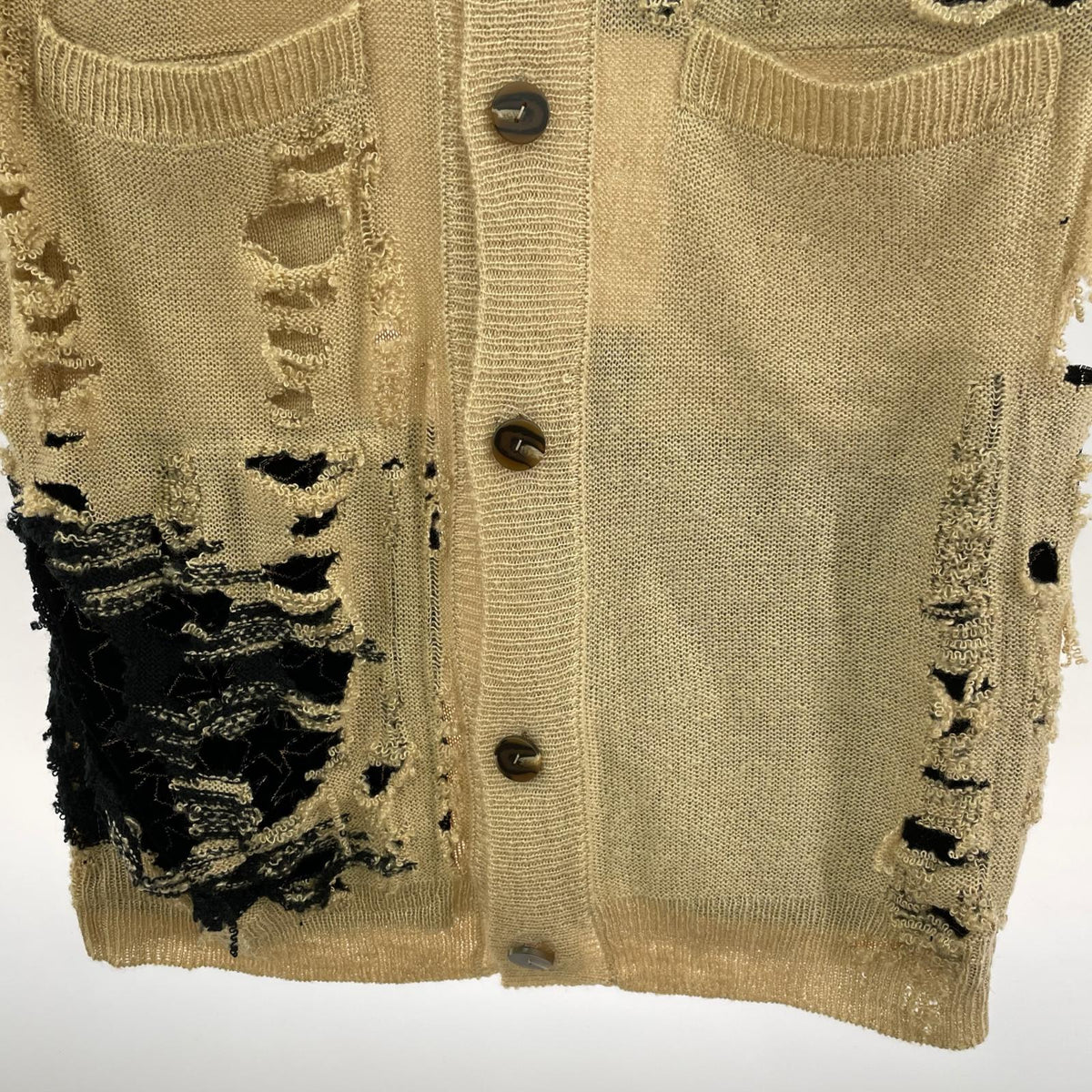 カーディガン blank REMNANT WINGS CARDIGAN 0 ﾍﾞｰｼﾞｭ×ﾌﾞﾗｯｸ