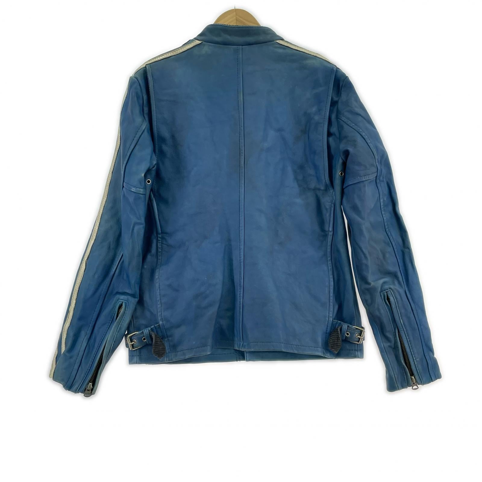 レザージャケット クラシックレーサー シングルライダース M BLU M ブルー