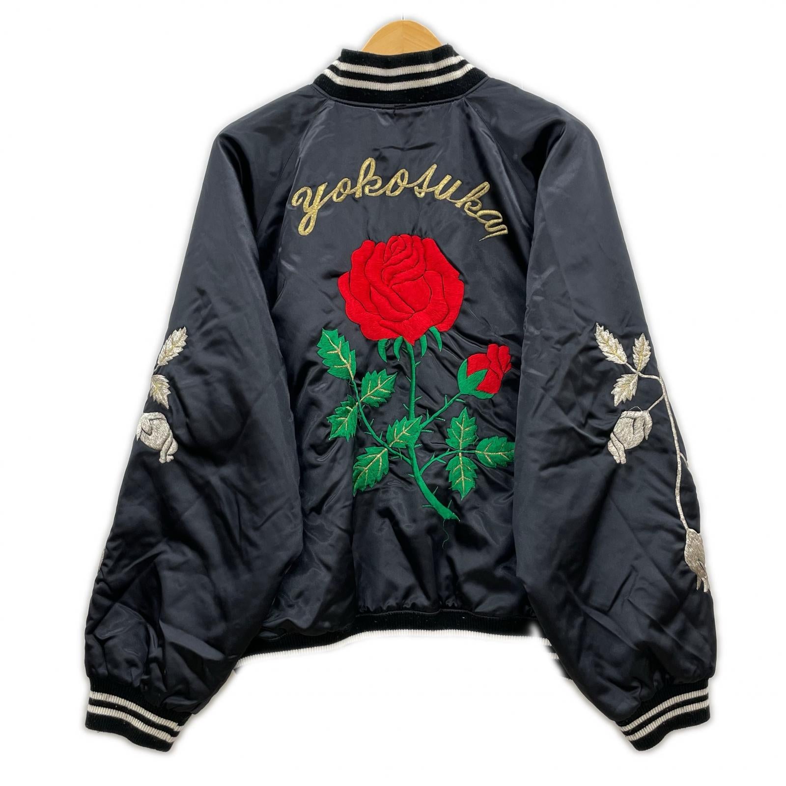 ジャケット プリンス商会 スカジャン 薔薇 BLK