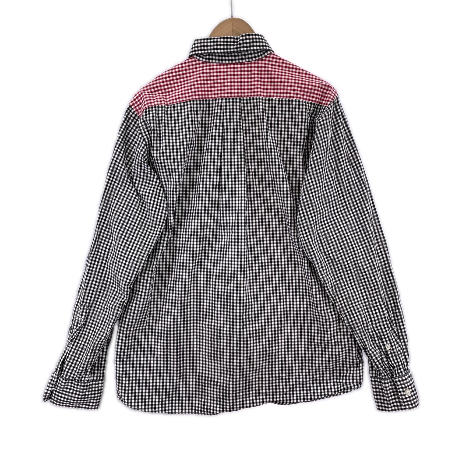 長袖シャツ ギンガム バイカラー 赤黒 BD XL