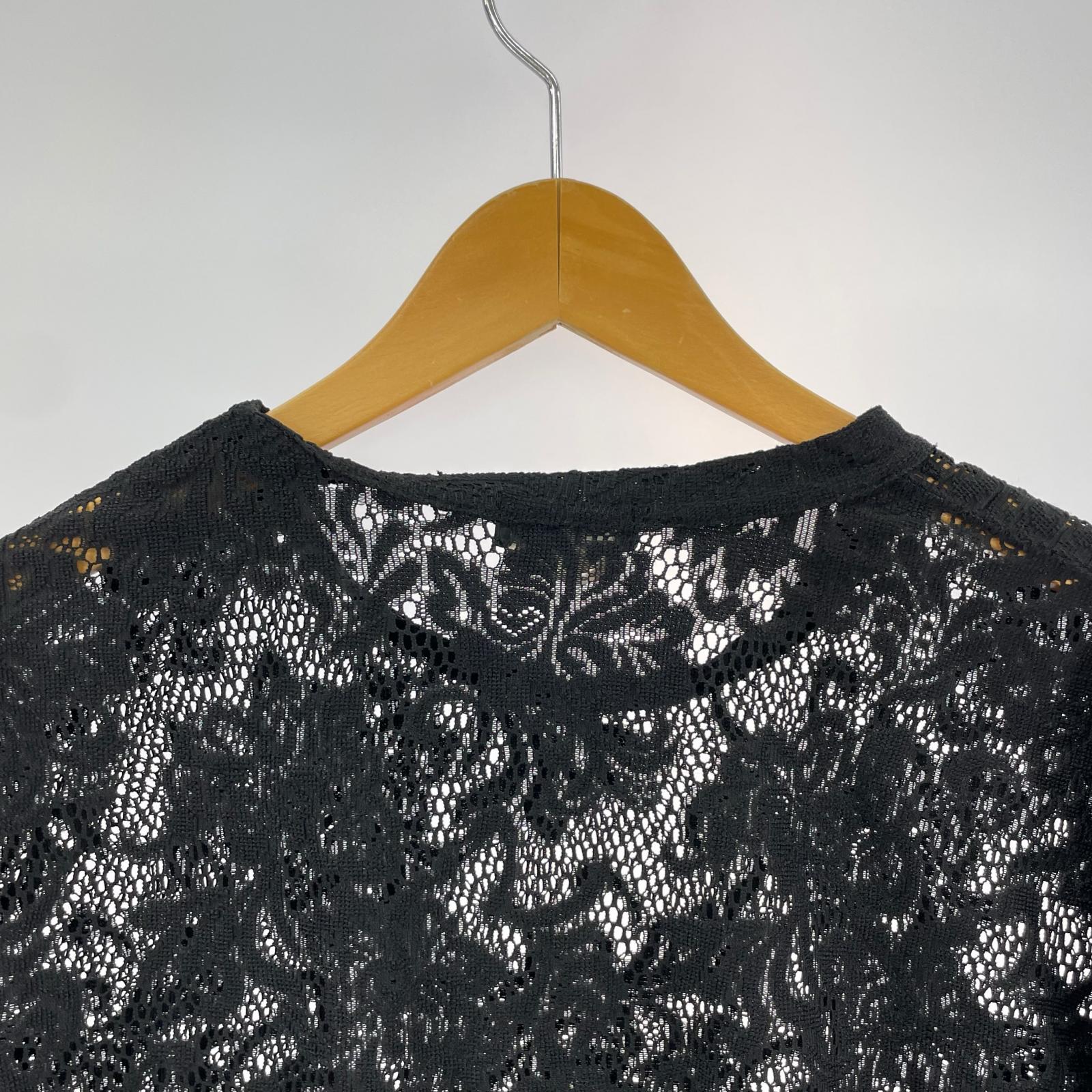 長袖Ｔシャツ HOMME PLUS 25SS フローラルレースロングスリーブカットソー L ブラック