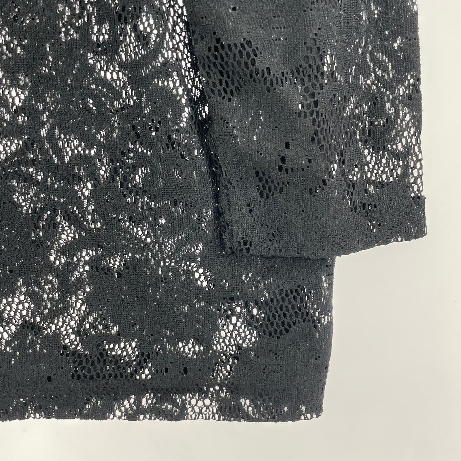 長袖Ｔシャツ HOMME PLUS 25SS フローラルレースロングスリーブカットソー L ブラック