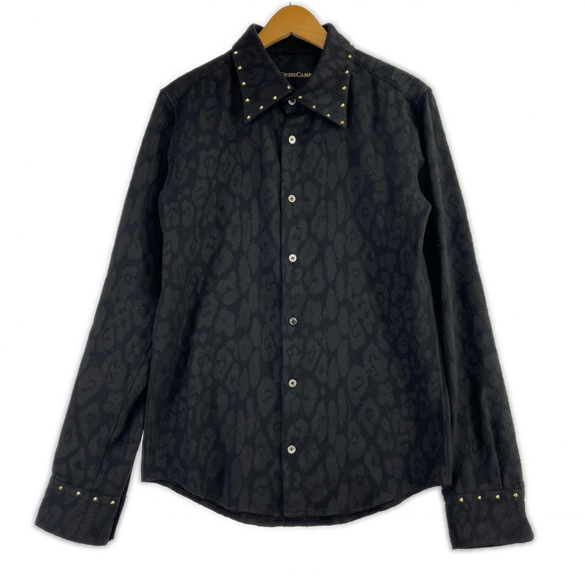 長袖シャツ DRES CAMP LEOPARD JACQUARD SHIRT ブラック