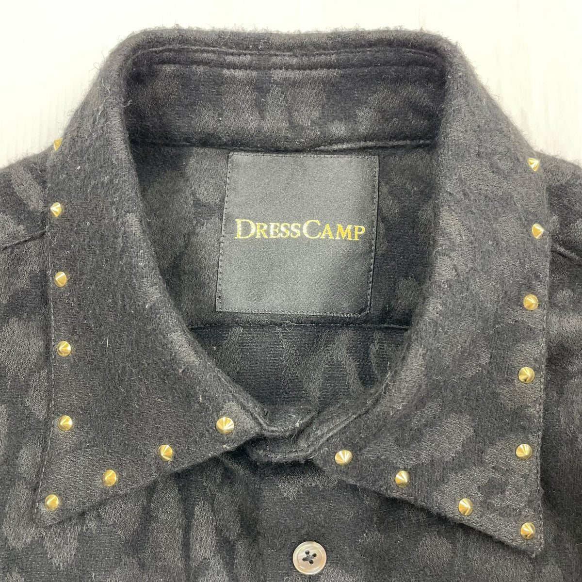 長袖シャツ DRES CAMP LEOPARD JACQUARD SHIRT ブラック